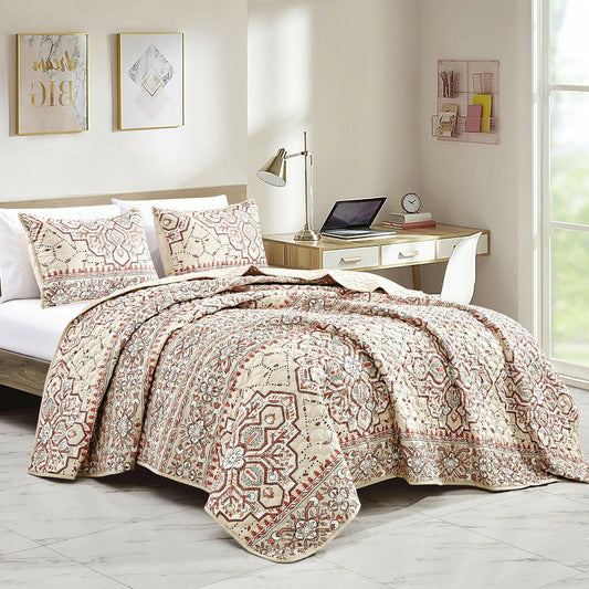 Mandala pattern 3 piece Bedspread Set.