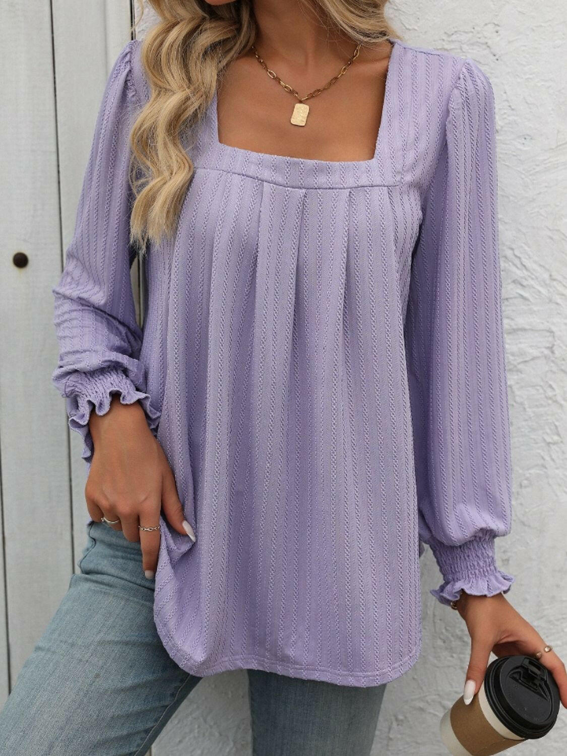 Mandy Square Neck Long Sleeve Top.