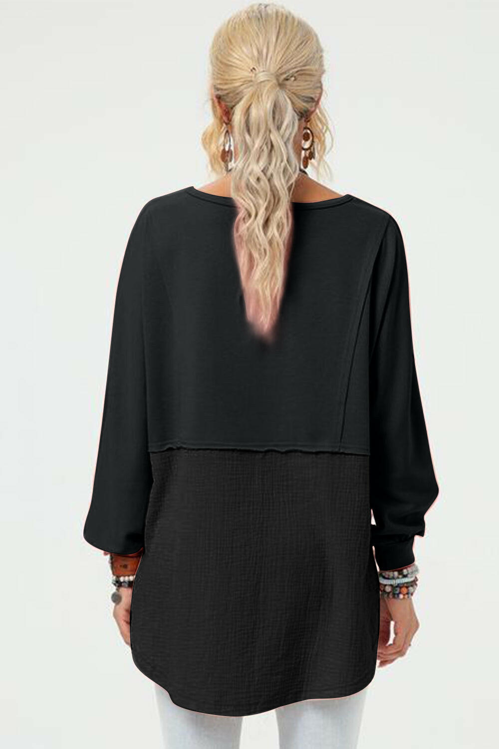 Double Take Long Sleeve High-Low T-Shirt.