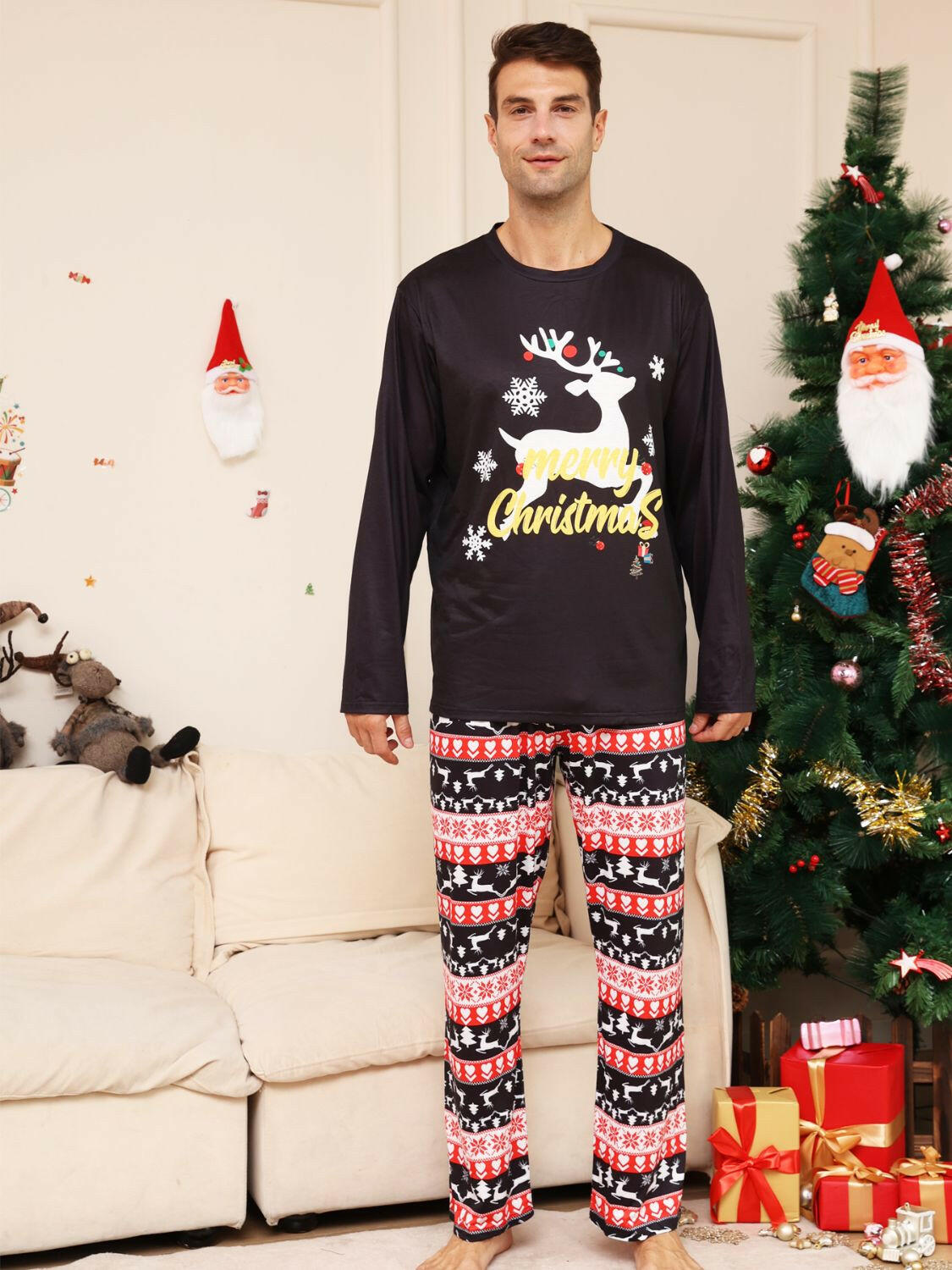 Full Size MERRY CHRISTMAS Graphic Top and Pants Set.