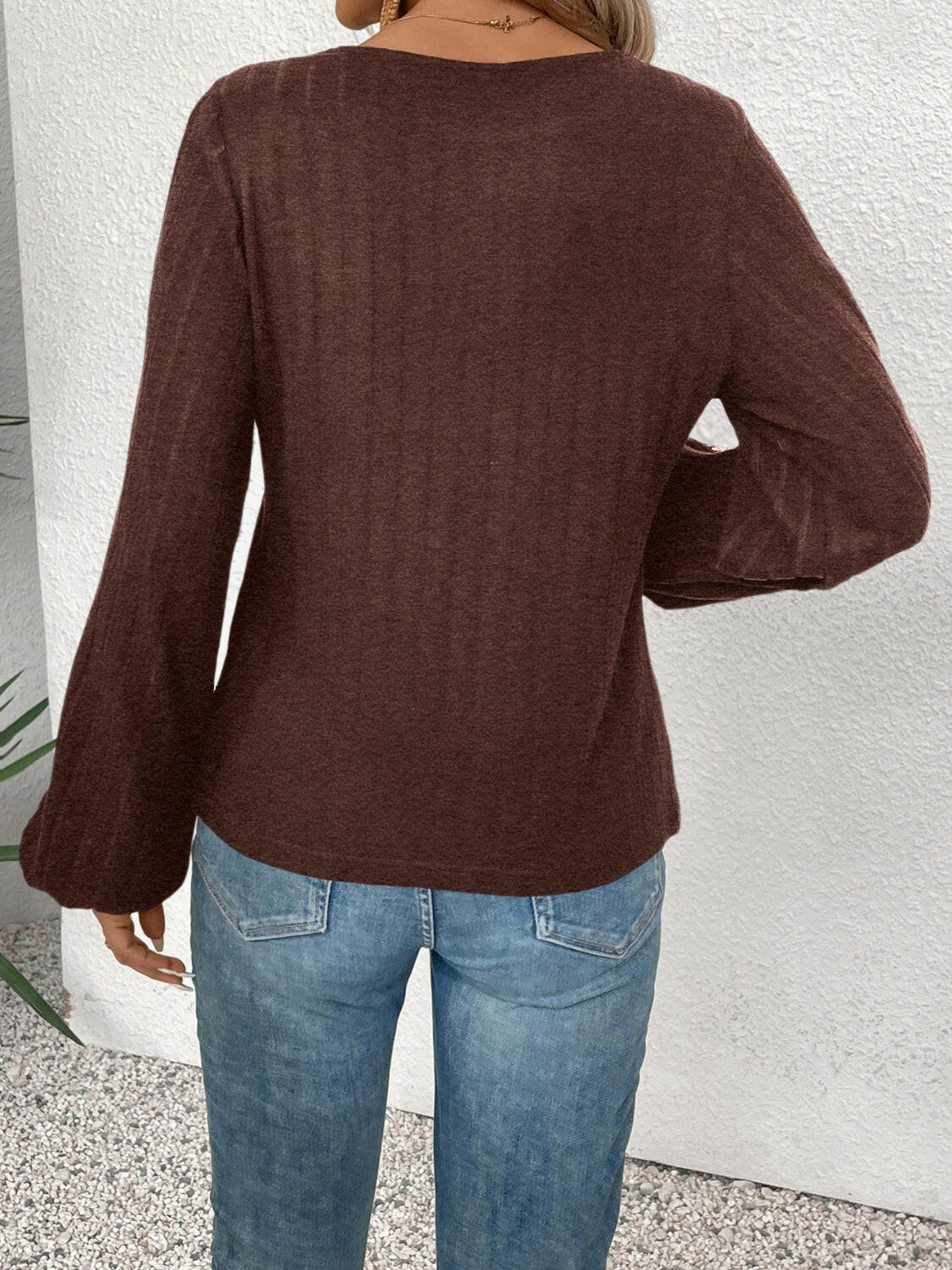 Embroidered Round Neck Long Sleeve Top.