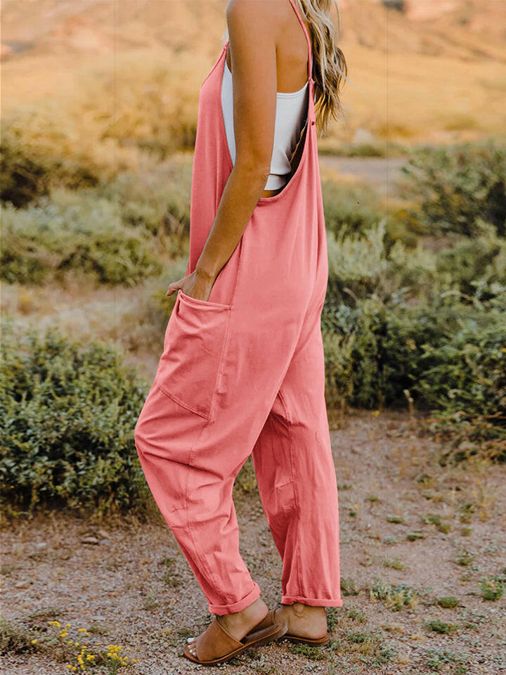 Double Take Sleeveless V-Neck Pocketed Jumpsuit.