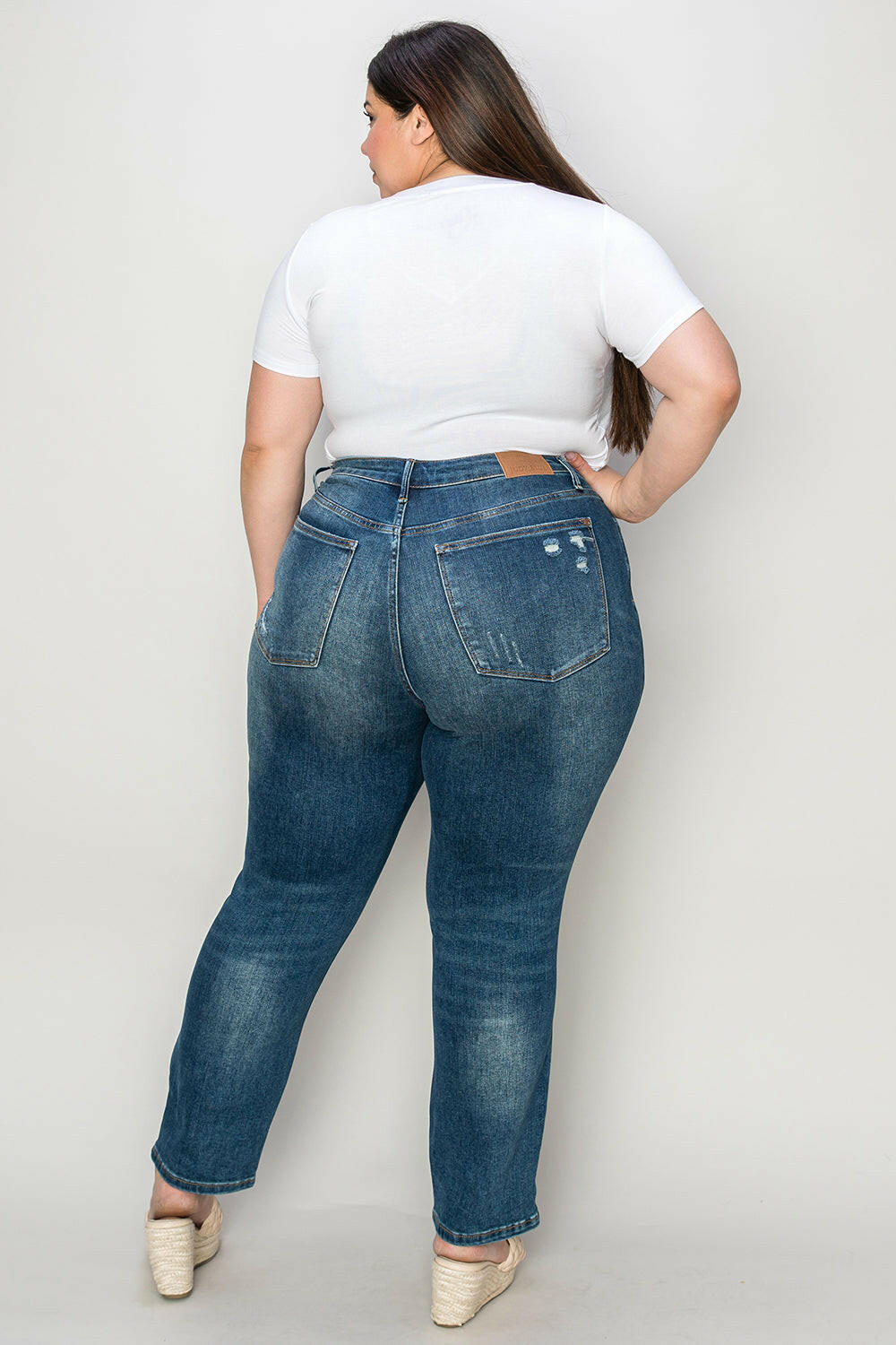 Judy Blue Full Size Tummy Control High Waist Slim Jeans.