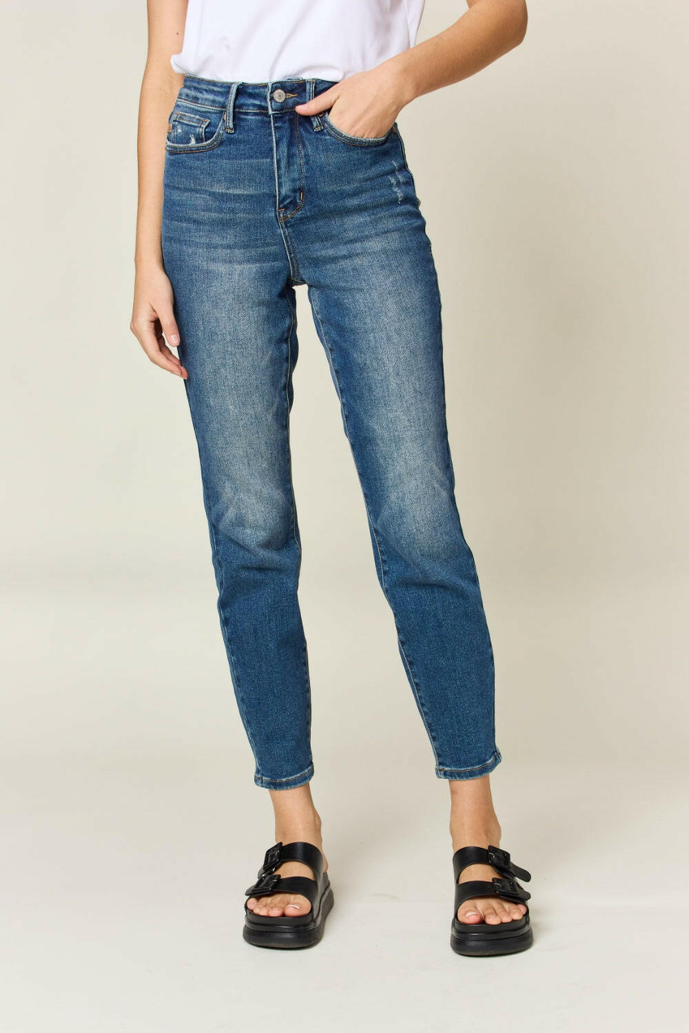 Judy Blue Full Size Tummy Control High Waist Slim Jeans.