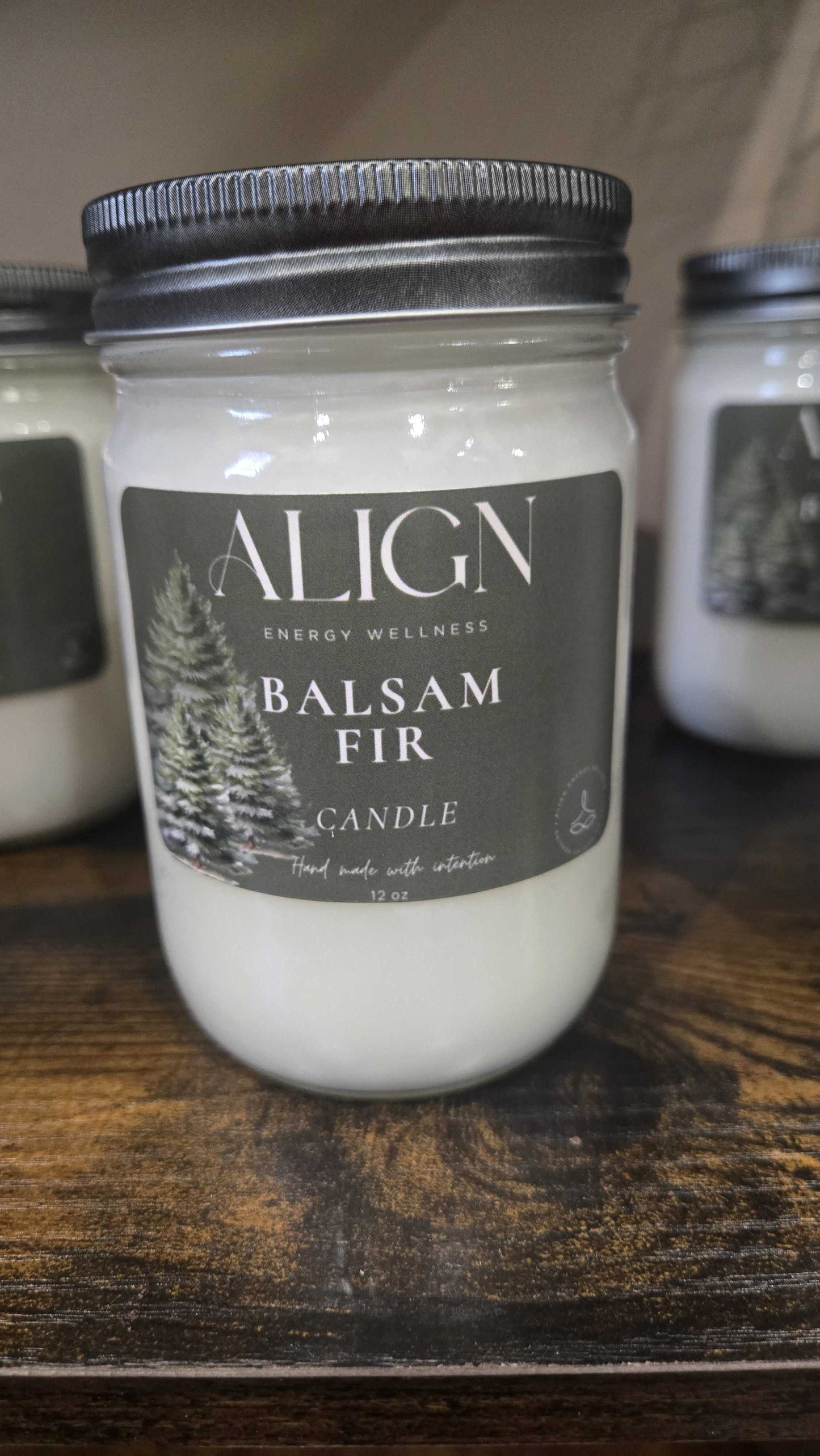 Balsam Fir Christmas Candle - 100% Soy Wax | 12oz Mason Jar by Align Energy Wellness