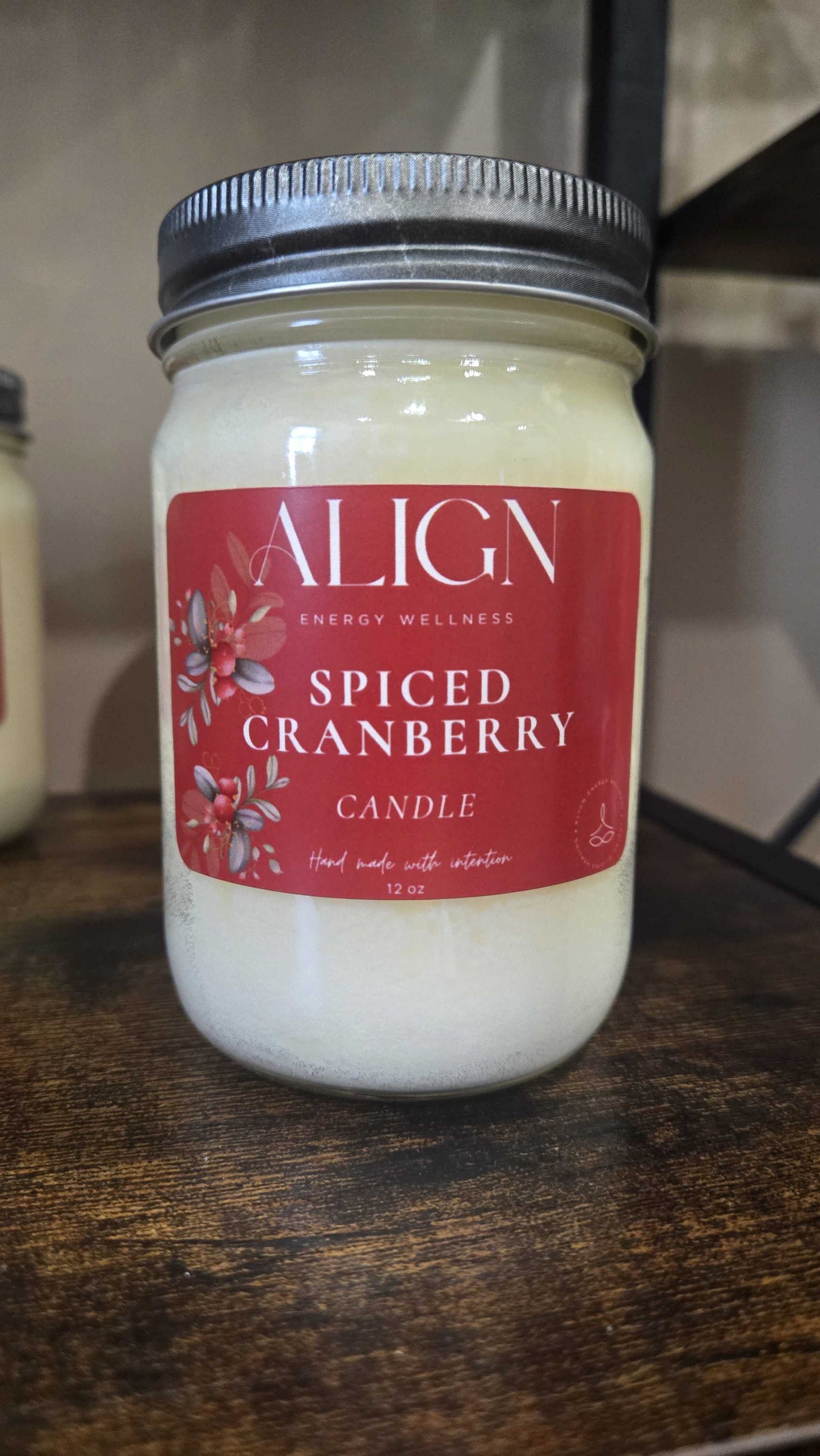 Spiced Cranberry Christmas Candle - 100% Soy Wax | 12oz Mason Jar by Align Energy Wellness