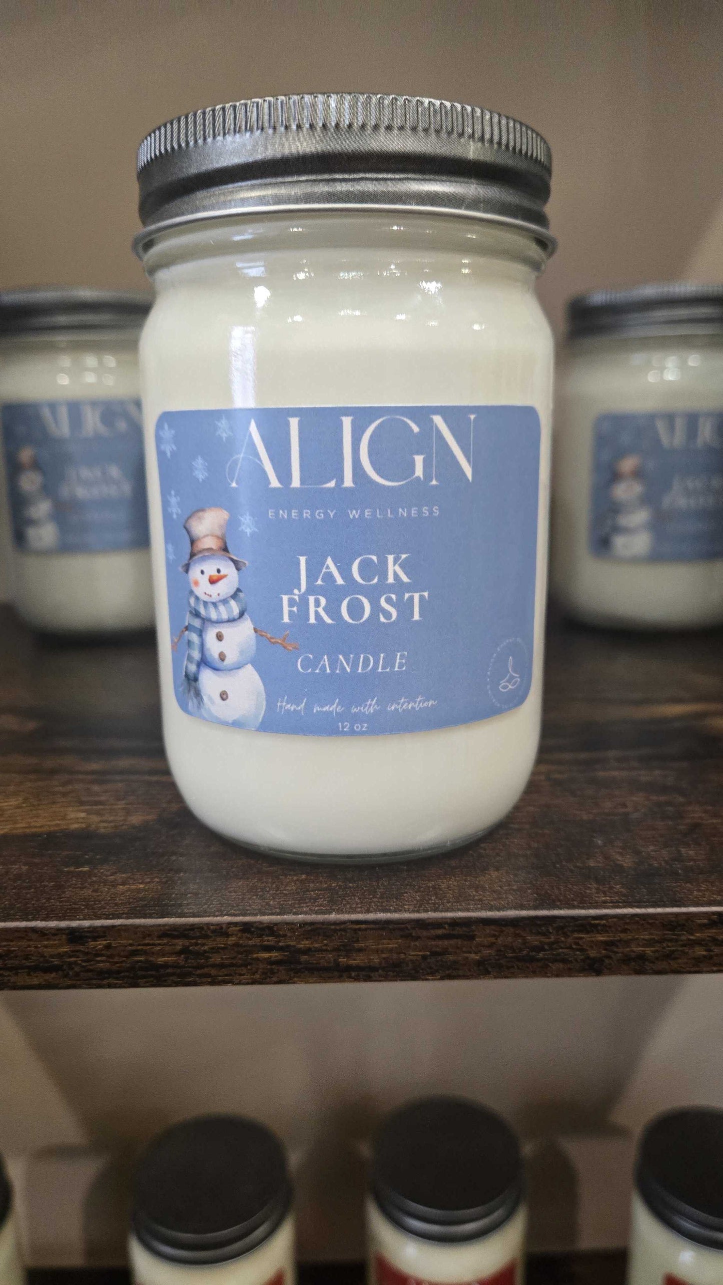 Jack Frost Christmas Candle - 100% Soy Wax | 12oz Mason Jar by Align Energy Wellness