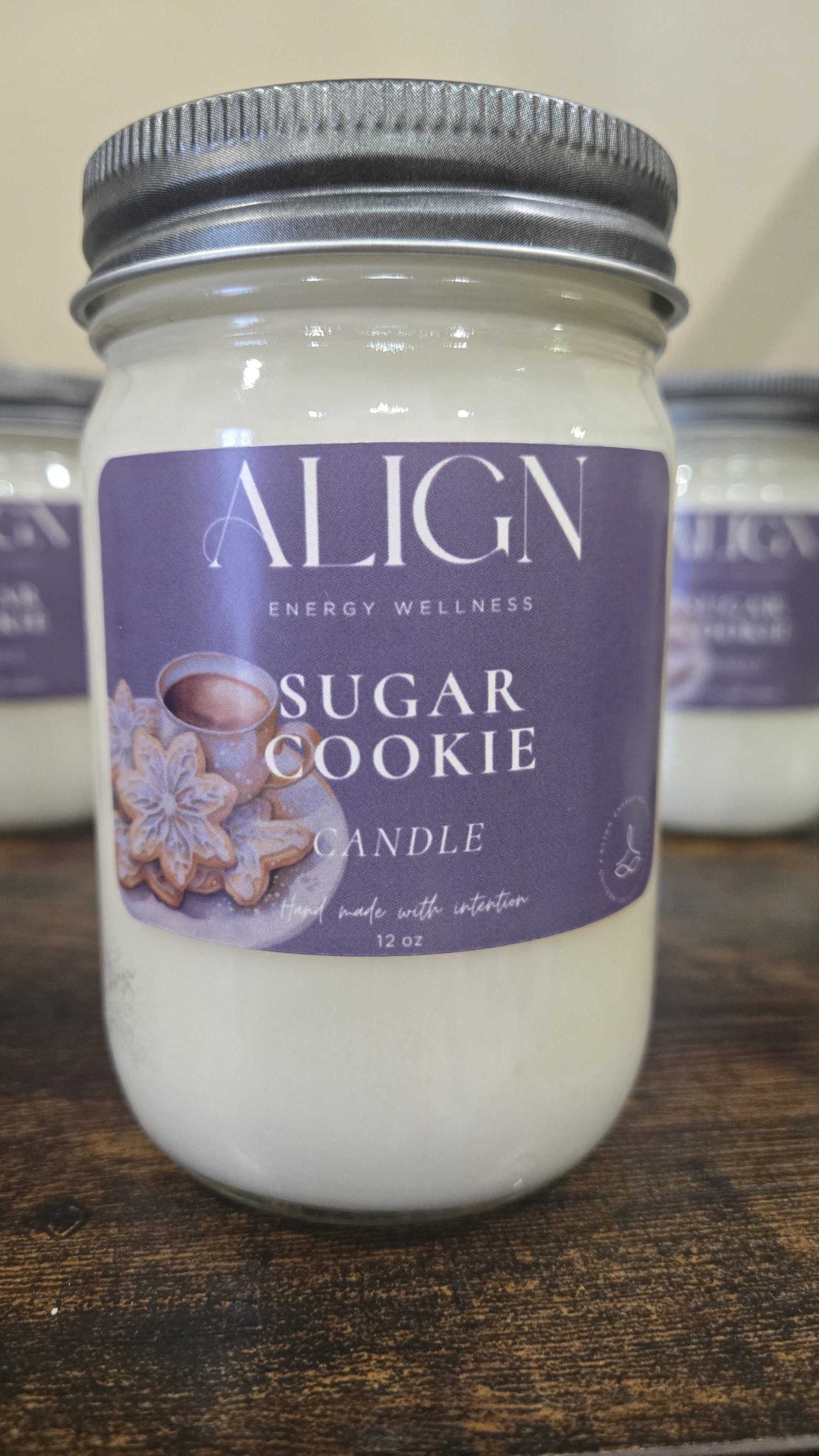 Sugar Cookie - 12oz Mason Christmas Candle - 100% Soy Wax | 12oz Mason Jar by Align Energy Wellness