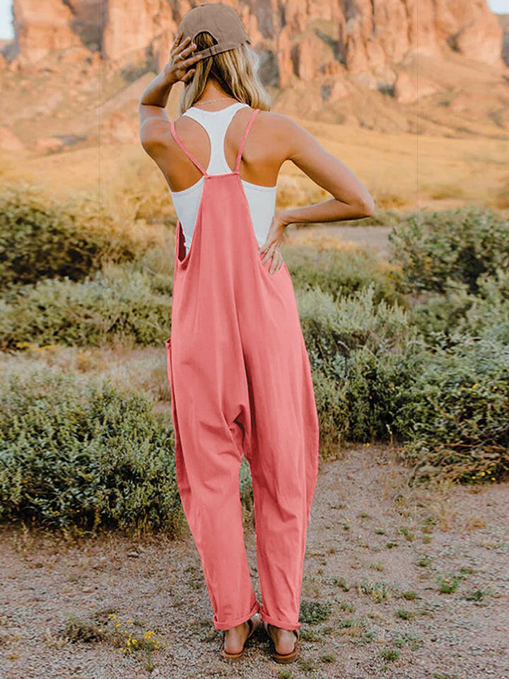 Double Take Sleeveless V-Neck Pocketed Jumpsuit.