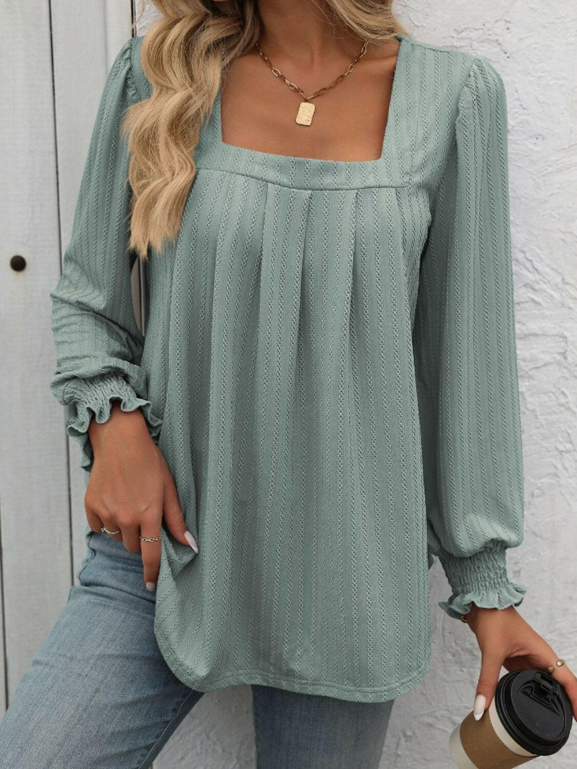 Mandy Square Neck Long Sleeve Top.