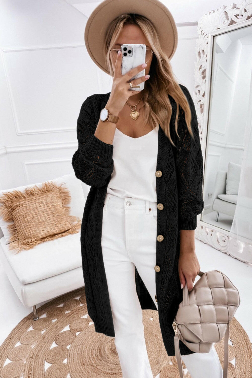 V-Neck Long Sleeve Cardigan.