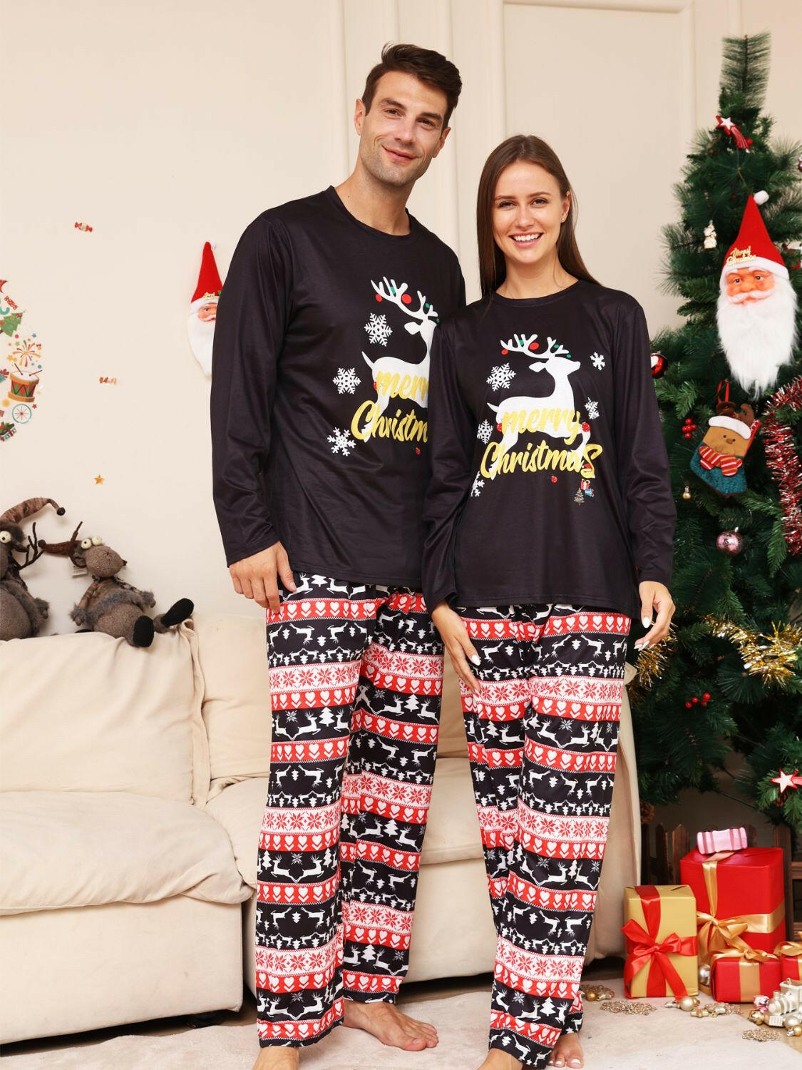 Full Size MERRY CHRISTMAS Graphic Top and Pants Set.