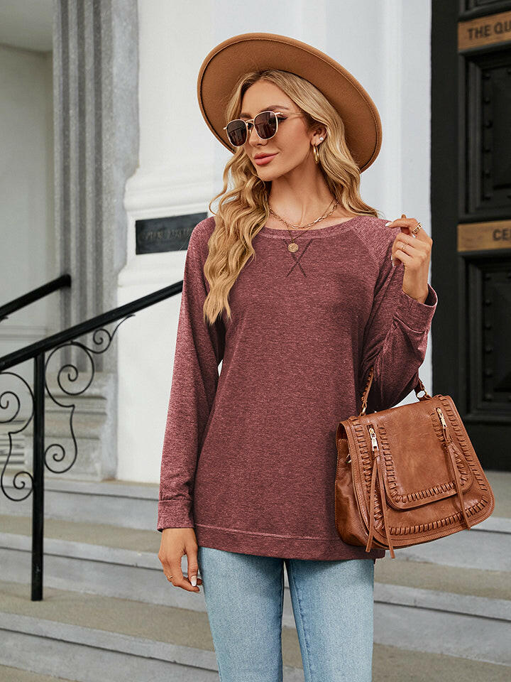 Round Neck Long Sleeve T-Shirt.