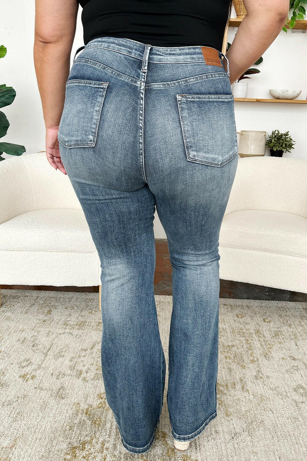 Judy Blue Full Size High Waist Tummy Control Flare Jeans.