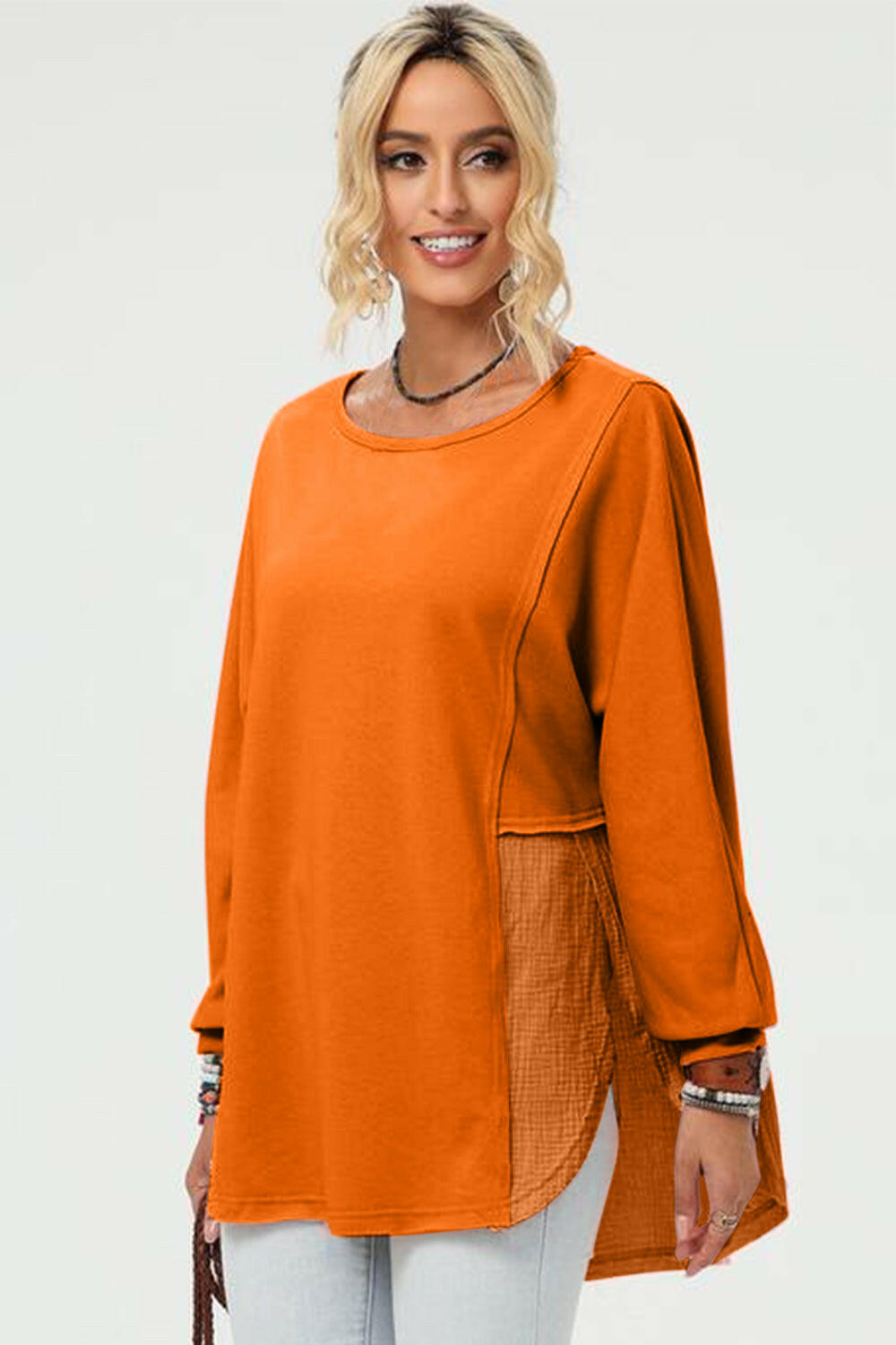 Double Take Long Sleeve High-Low T-Shirt.