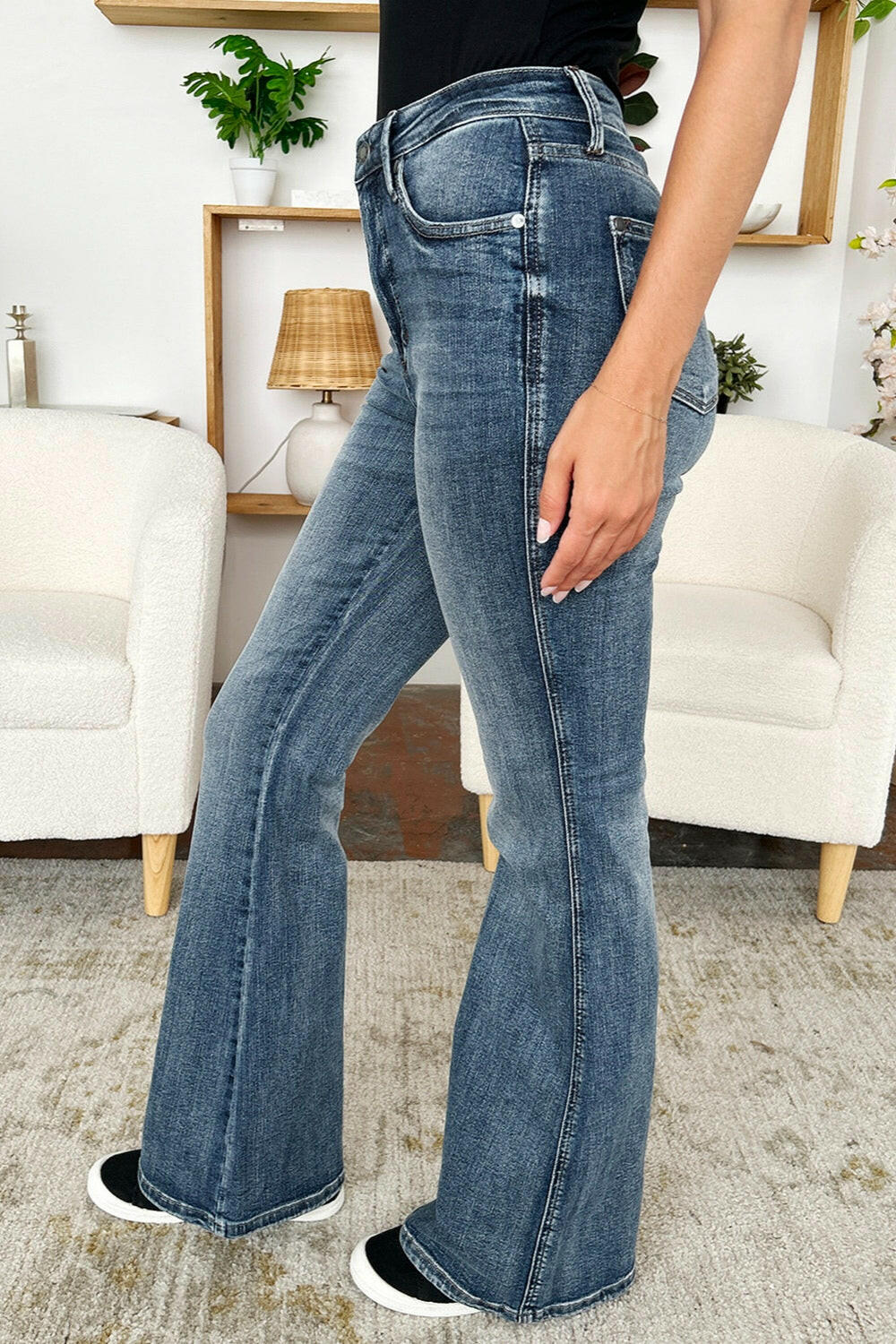 Judy Blue Full Size High Waist Tummy Control Flare Jeans.