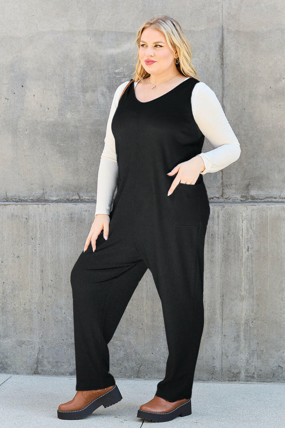 Double Take Sleeveless Straight Jumpsuit.