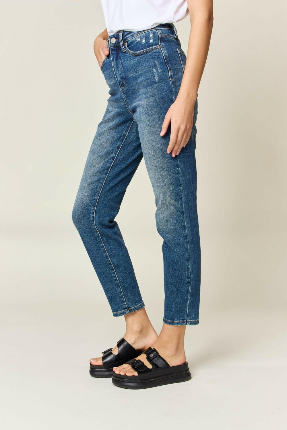 Judy Blue Full Size Tummy Control High Waist Slim Jeans.