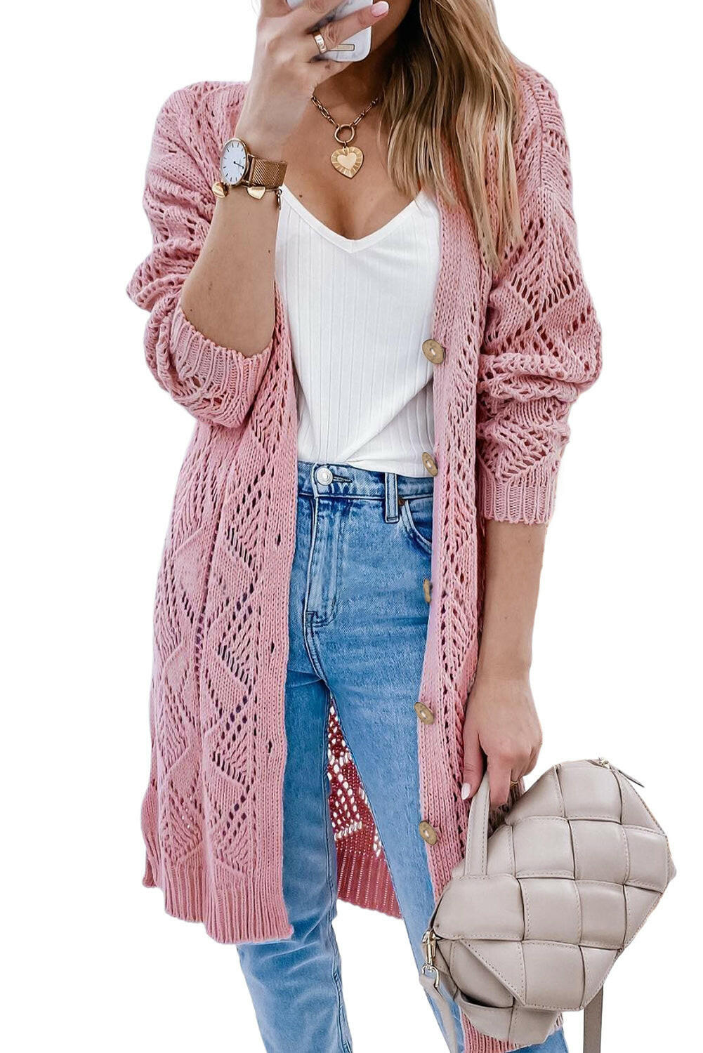 V-Neck Long Sleeve Cardigan.