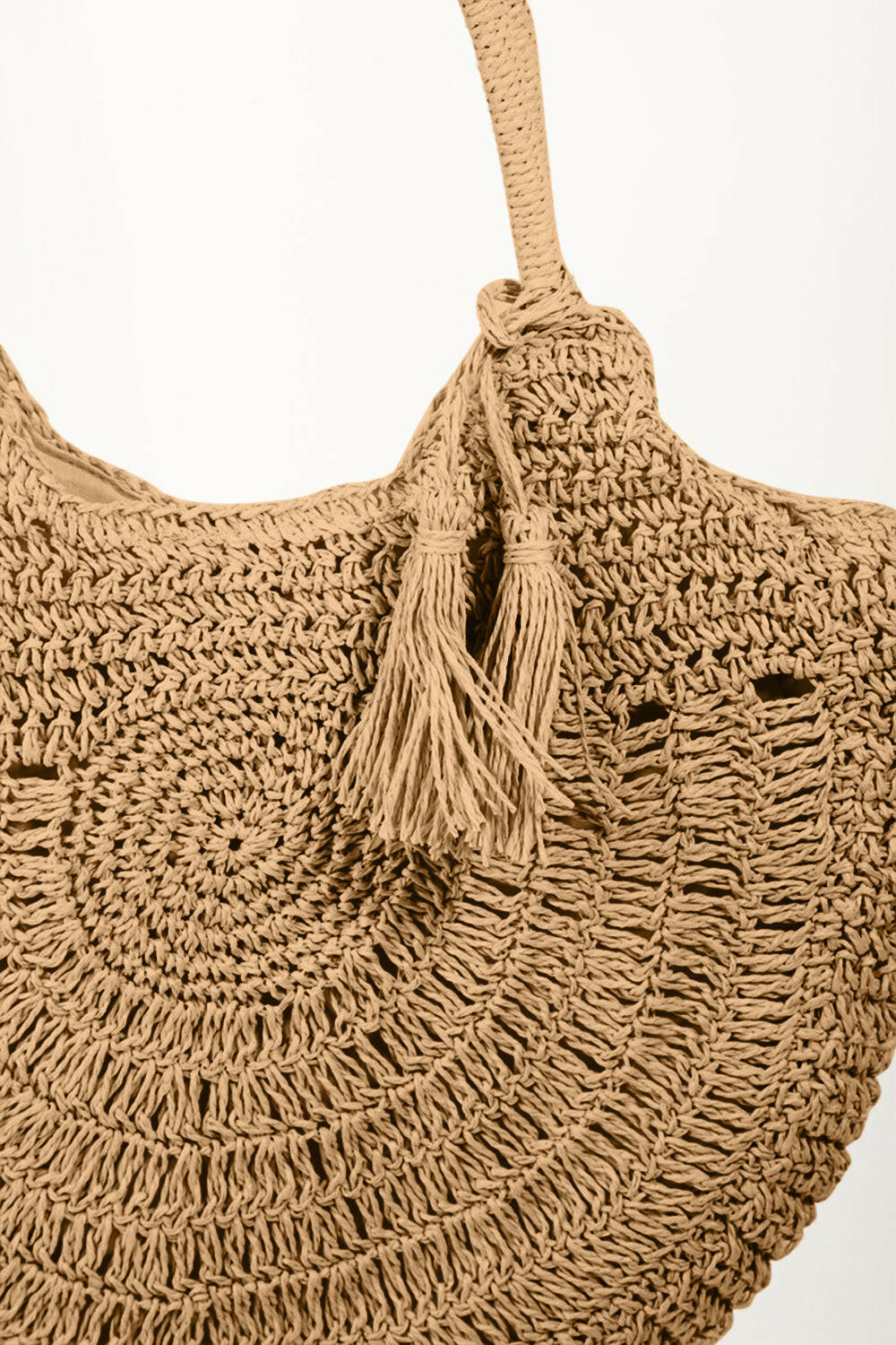 Fame Straw Braided Tote Bag with Tassel.