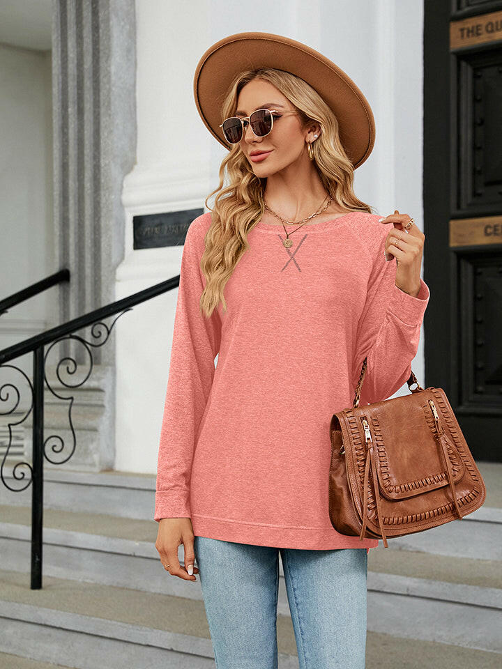 Round Neck Long Sleeve T-Shirt.