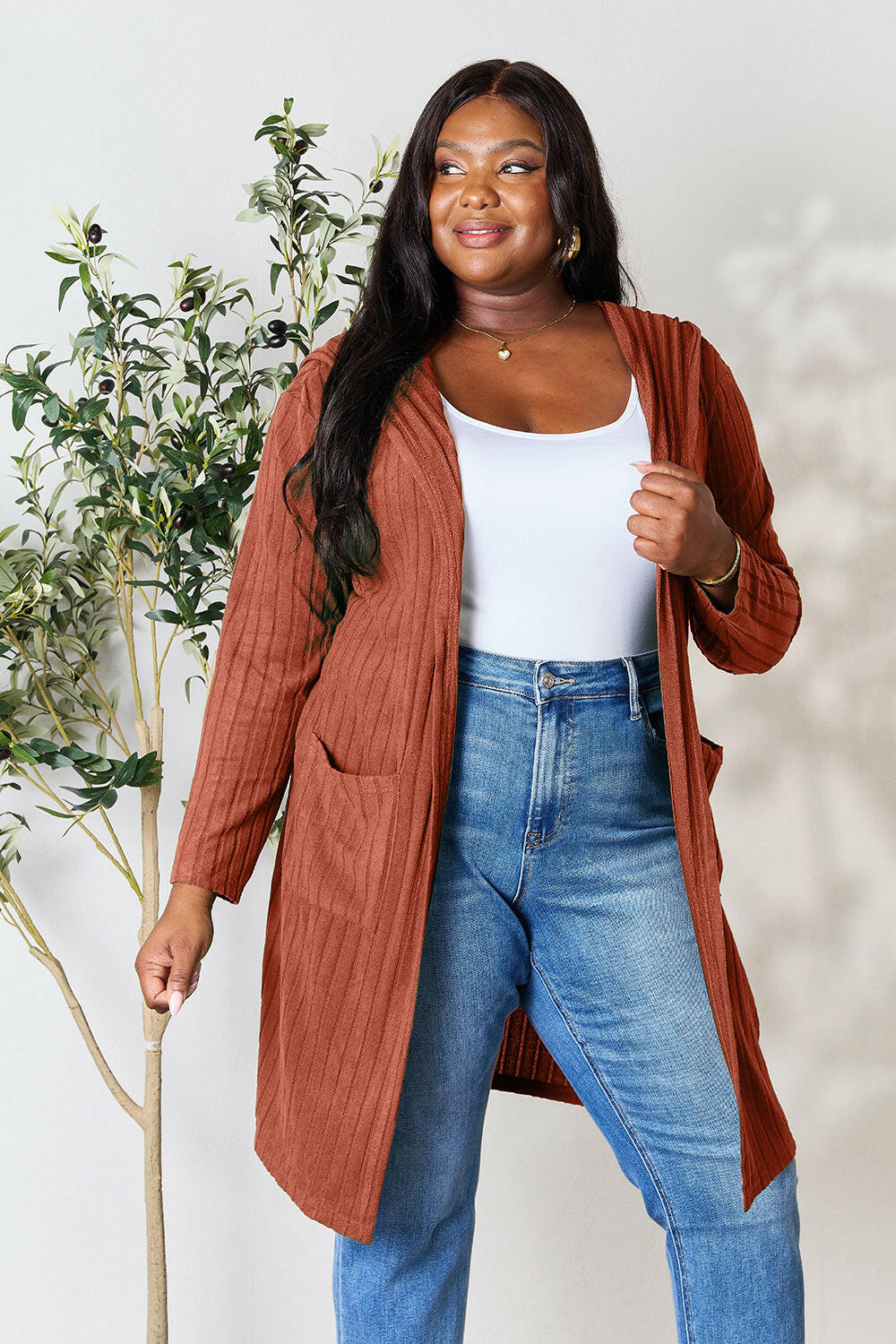 Basic Bae Hooded Sweater Cardigan.