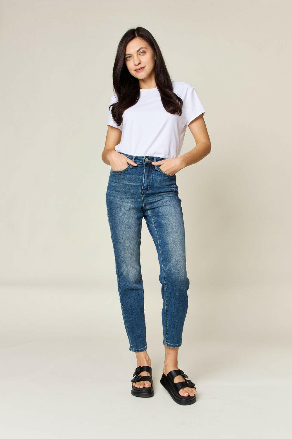 Judy Blue Full Size Tummy Control High Waist Slim Jeans.