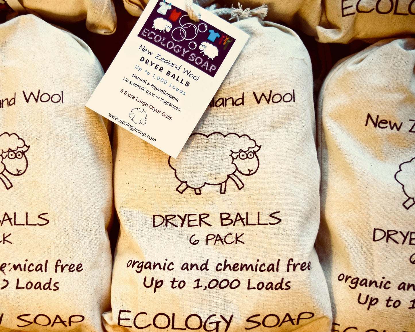 Premium 100% Organic New Zealand Wool Dryer Balls.