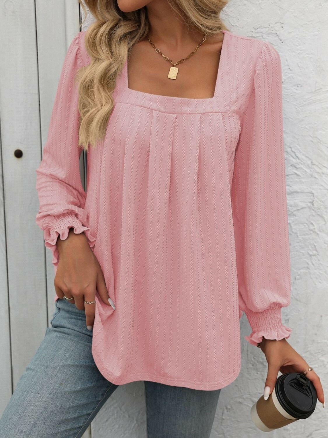 Mandy Square Neck Long Sleeve Top.