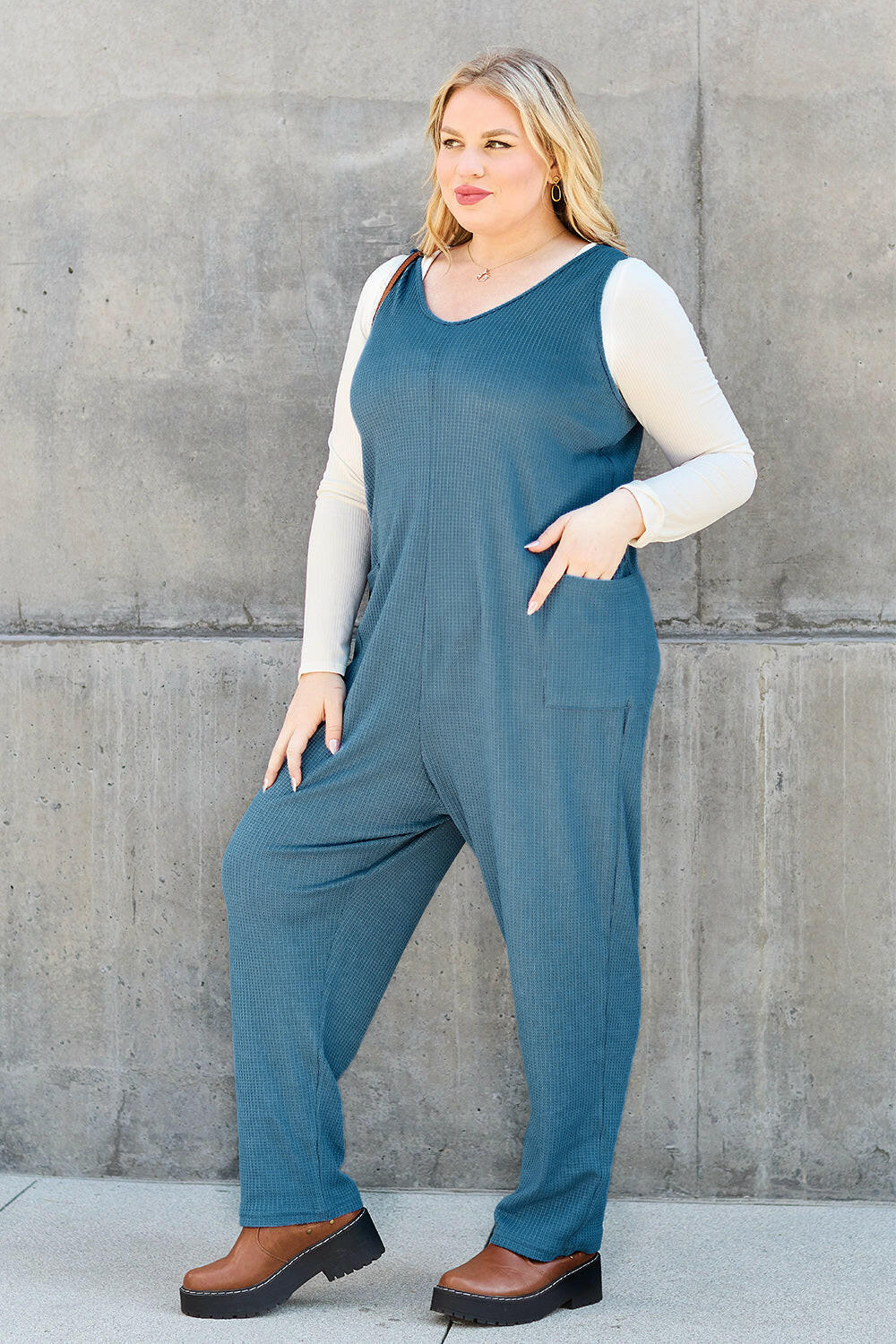 Double Take Sleeveless Straight Jumpsuit.