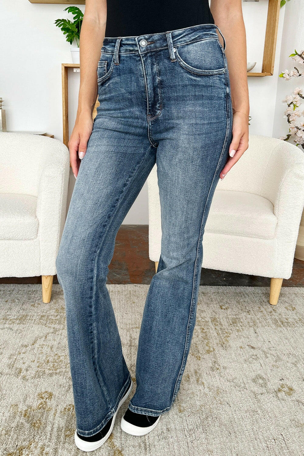 Judy Blue Full Size High Waist Tummy Control Flare Jeans.