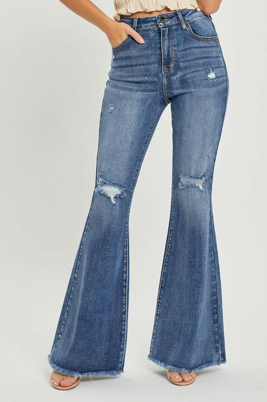 RISEN High Waist Distressed Fare Jeans.