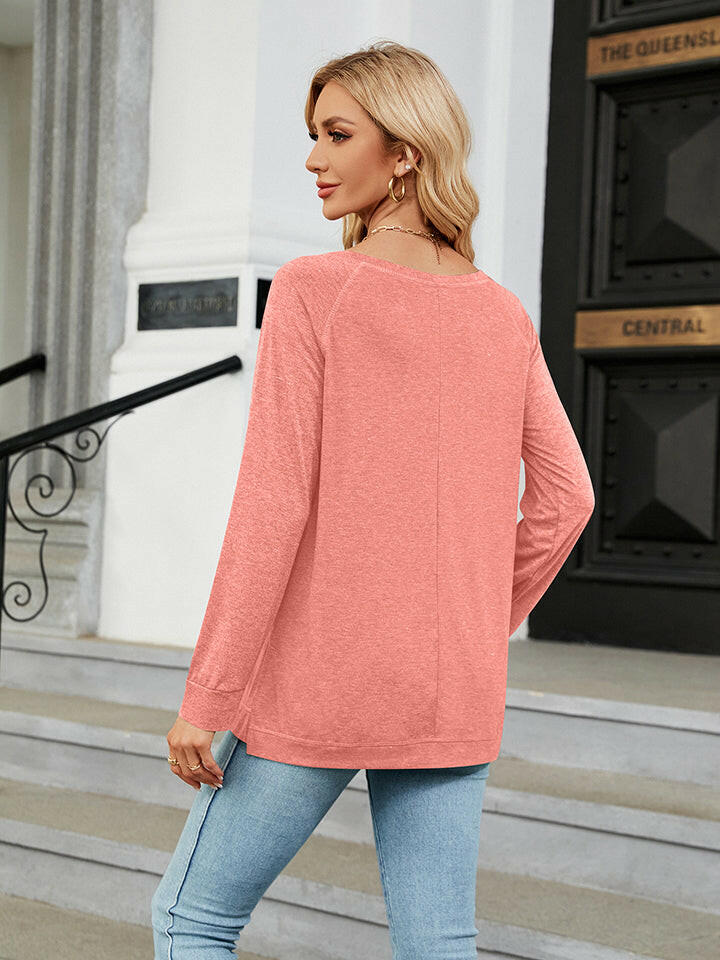 Round Neck Long Sleeve T-Shirt.