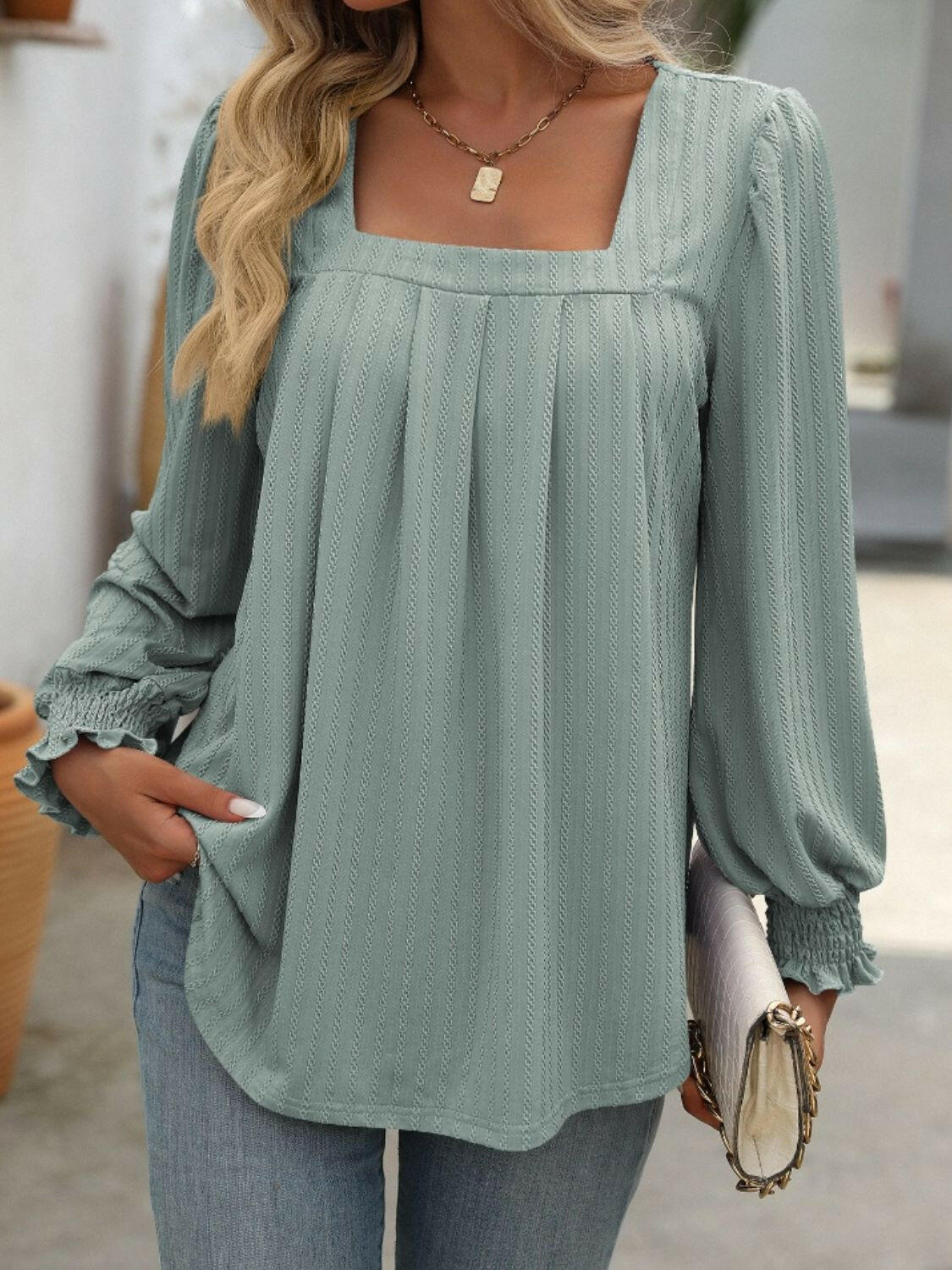 Mandy Square Neck Long Sleeve Top.