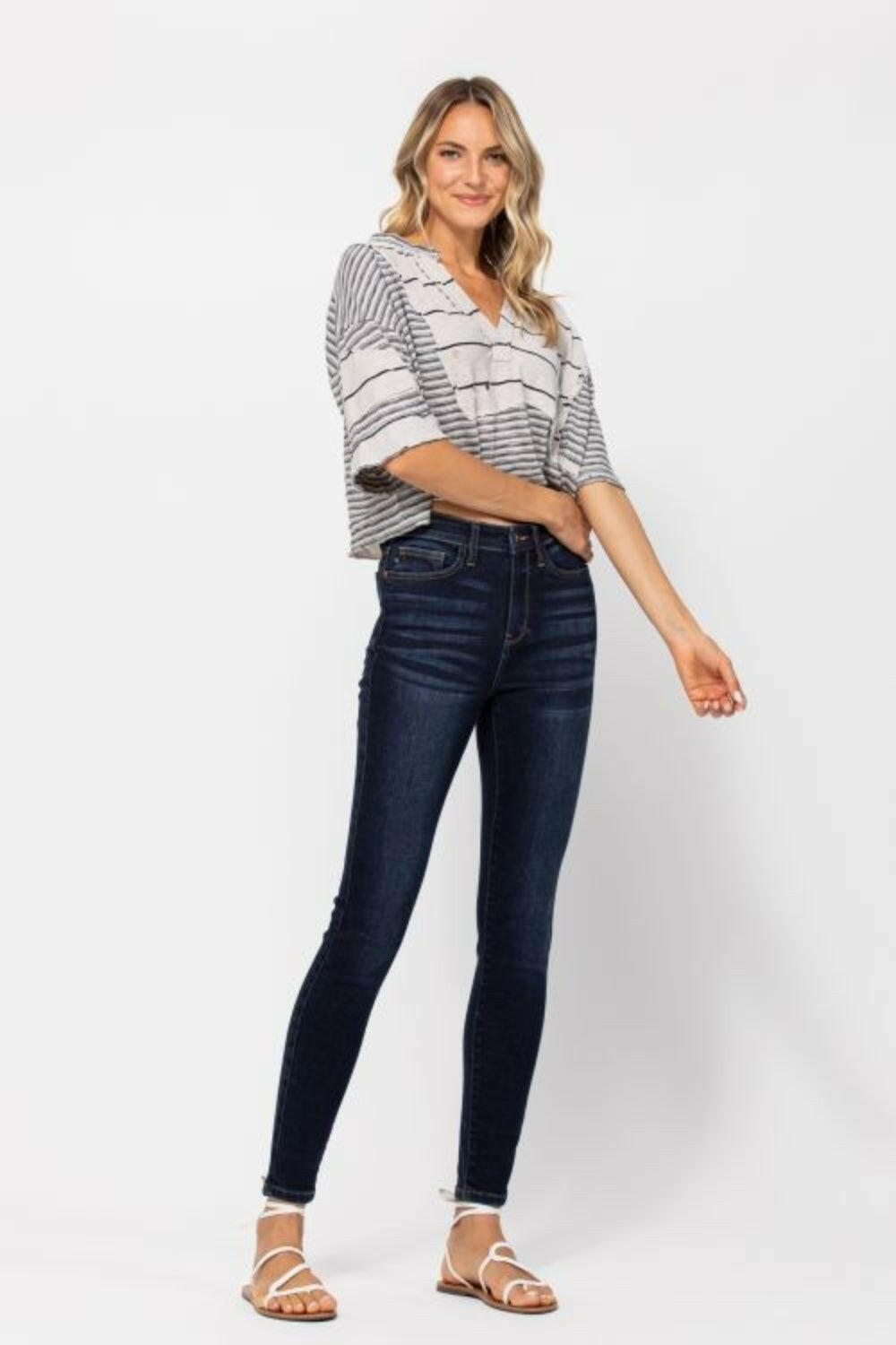 Judy Blue Full Size High Waist Handsand Skinny Jeans.