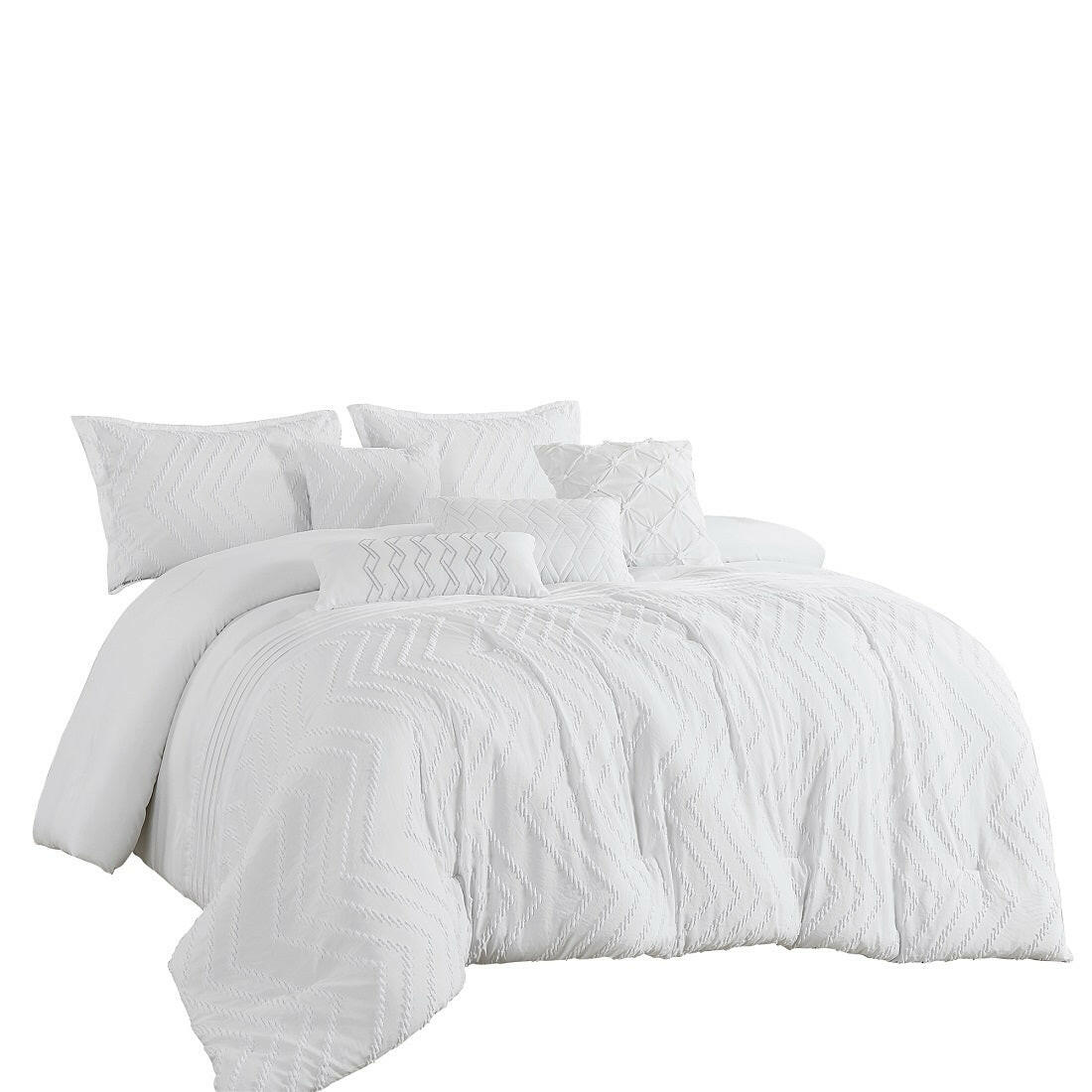 Serene White Boho 7-Piece Comforter Set.