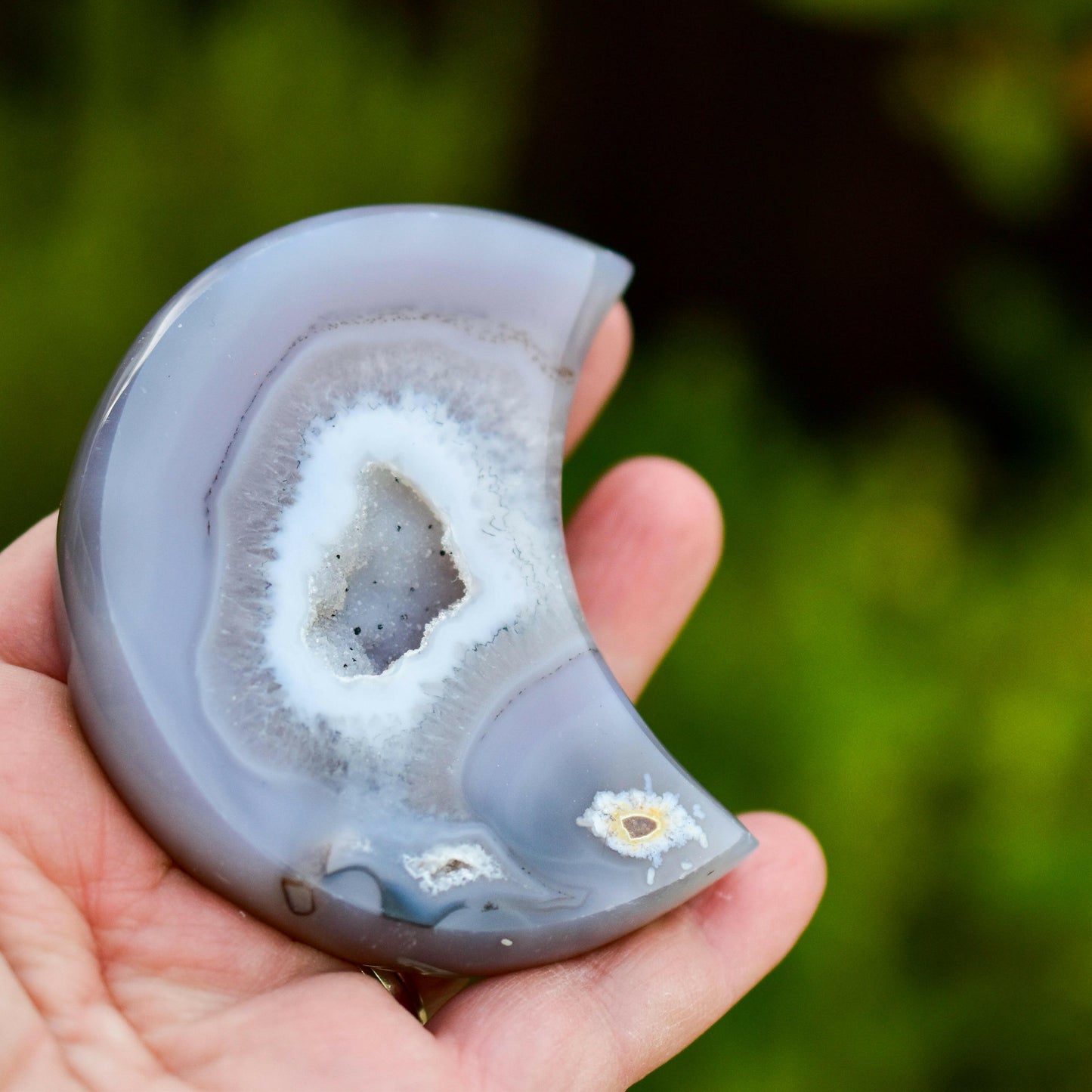 Mystical Allure Agate Crescent Moons: A Captivating Blend of Natural Beauty and Celestial Charm - Perfect for Enhancing Any Space