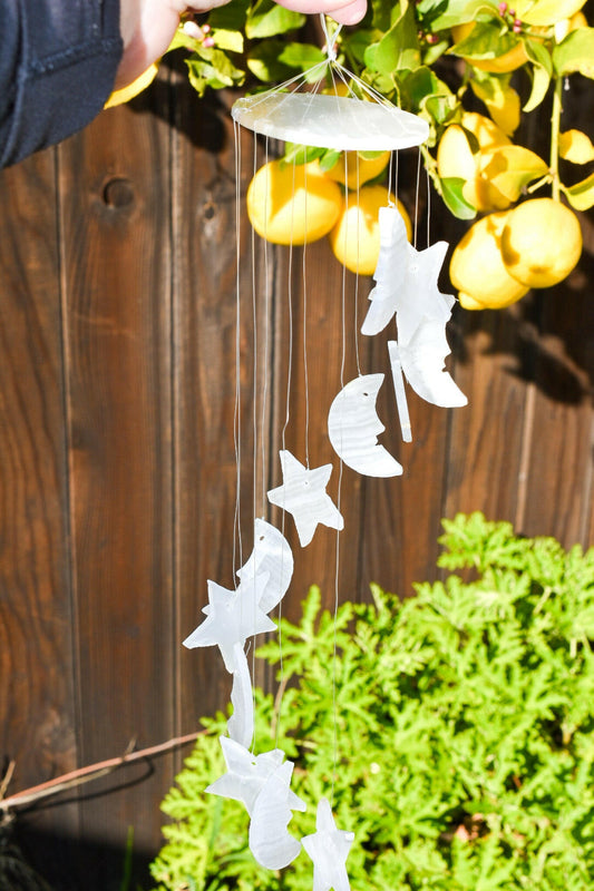 Celestial Melody Stars and Moons White Onyx Wind Chime: A Harmonious Blend of Elegance and Tranquility - Perfect for Enhancing Any Space