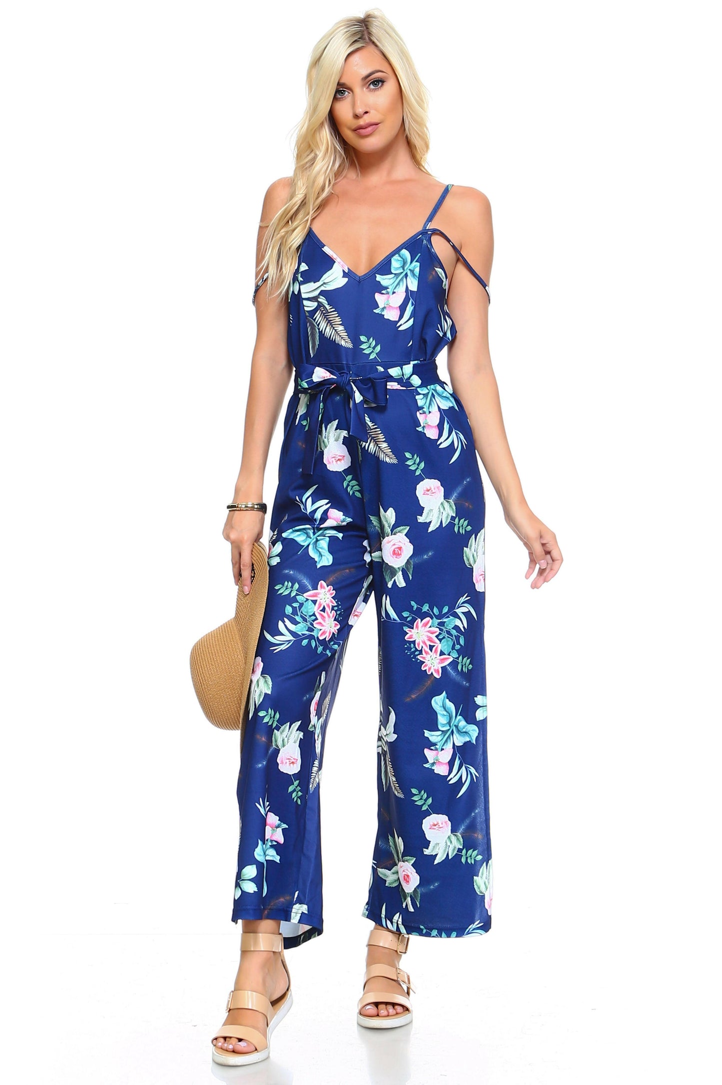 Effortless Elegance Women's Floral Tie Tank Jumpsuit: Chic and Comfortable Style for Every Occasion - Versatile Fashion for the Modern Woman.