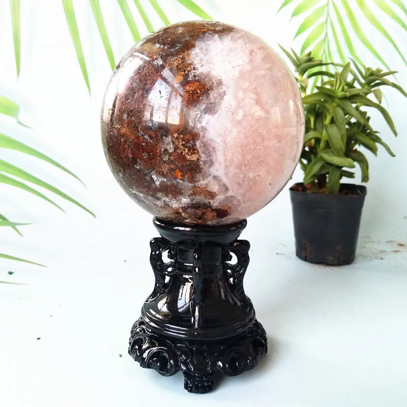 Brazil Natural Pink Amethyst Geode Crystal Sphere.