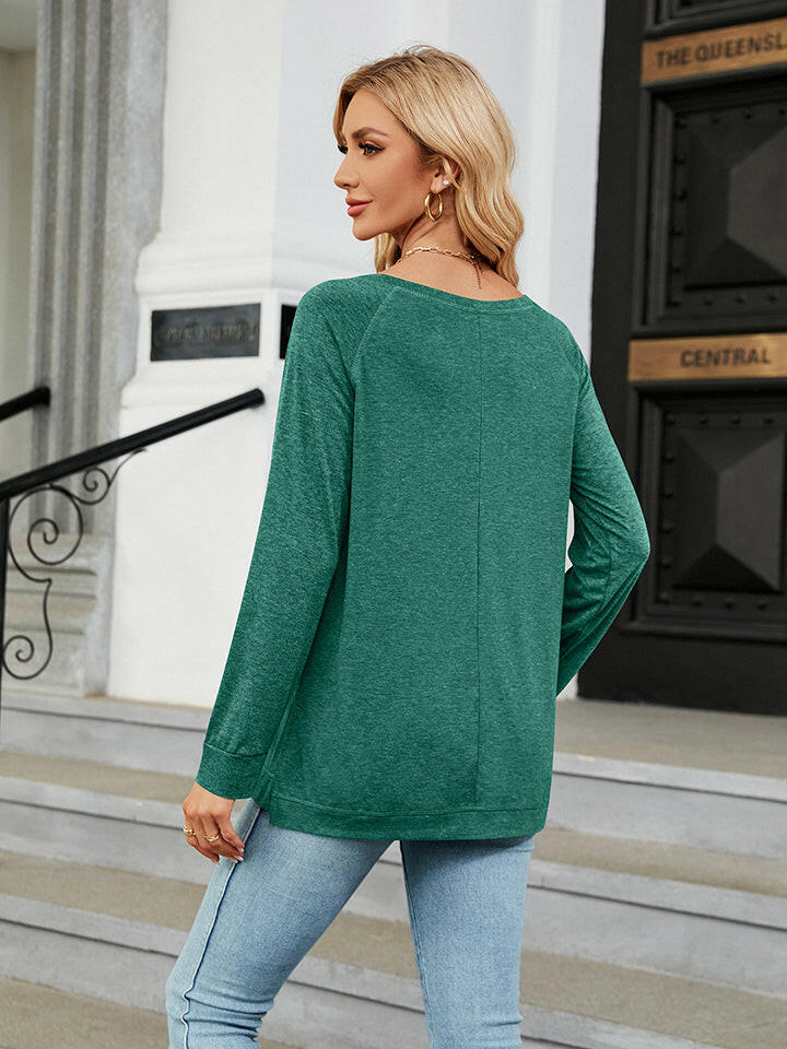 Round Neck Long Sleeve T-Shirt.