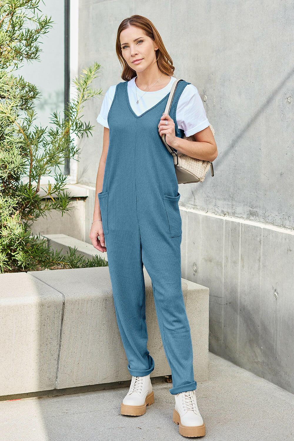 Double Take Sleeveless Straight Jumpsuit.