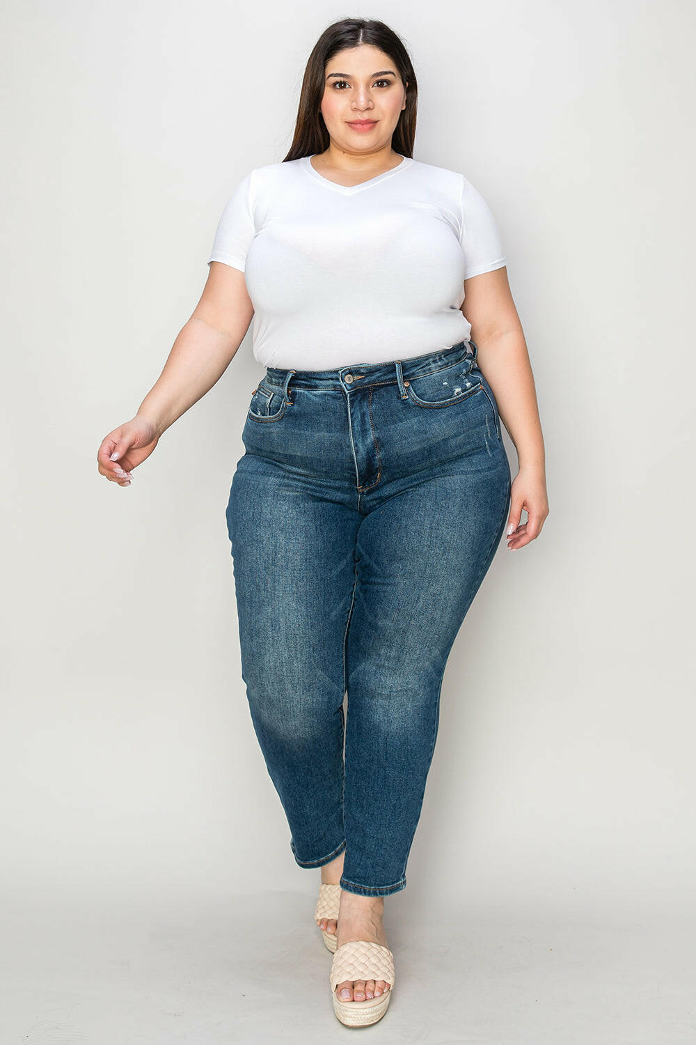 Judy Blue Full Size Tummy Control High Waist Slim Jeans.