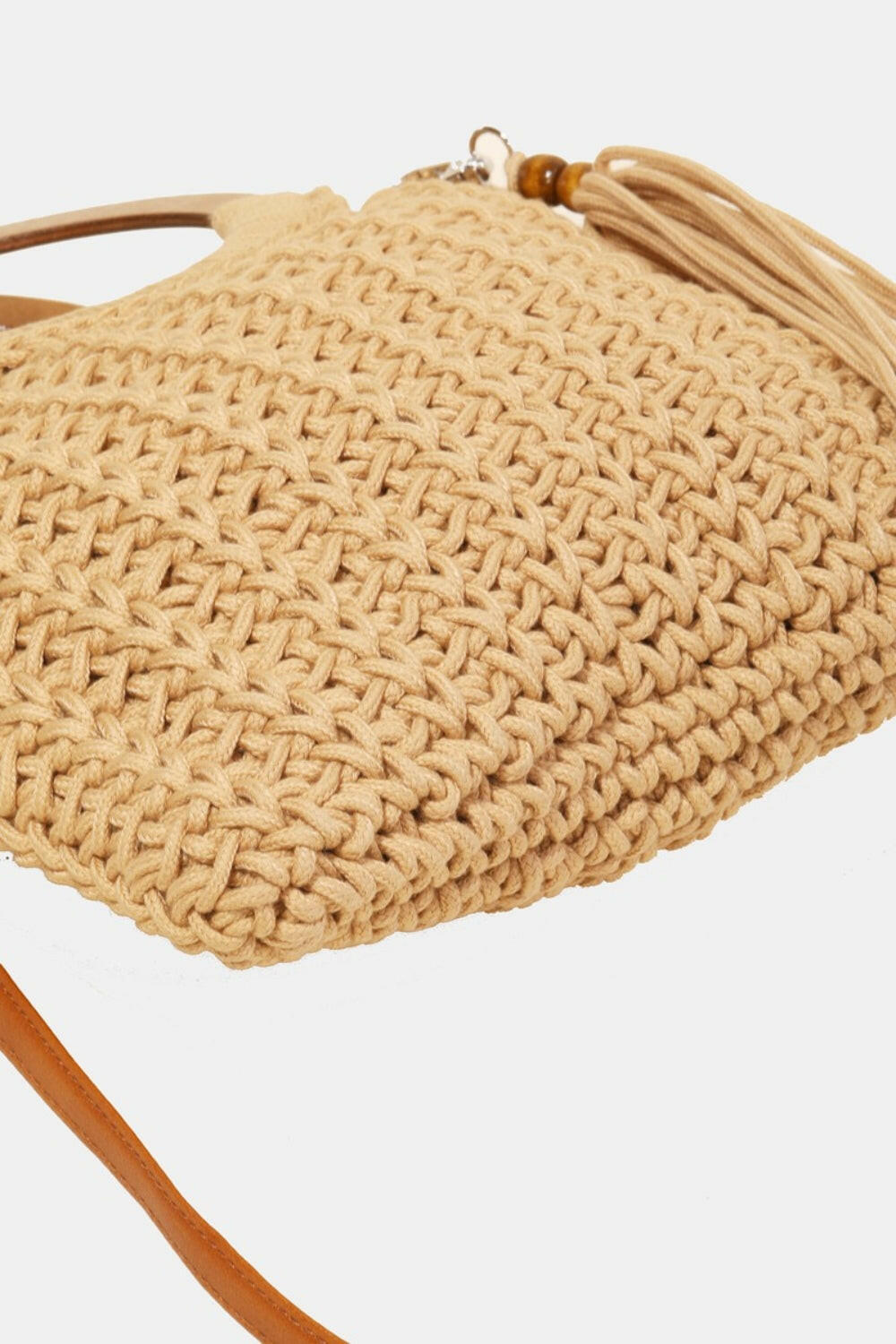 Fame Crochet Knit Convertible Tote Bag with Tassel