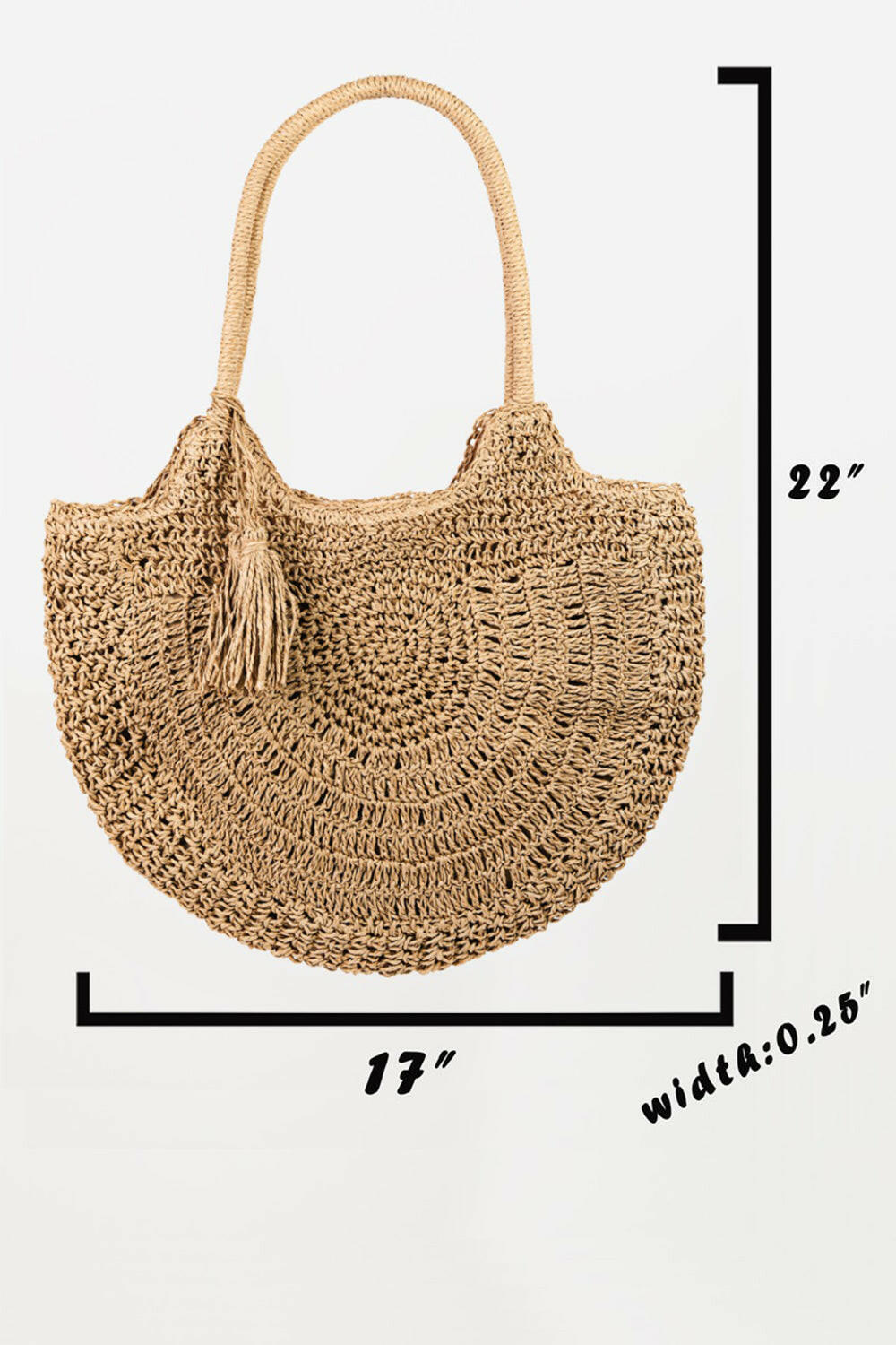 Fame Straw Braided Tote Bag with Tassel.