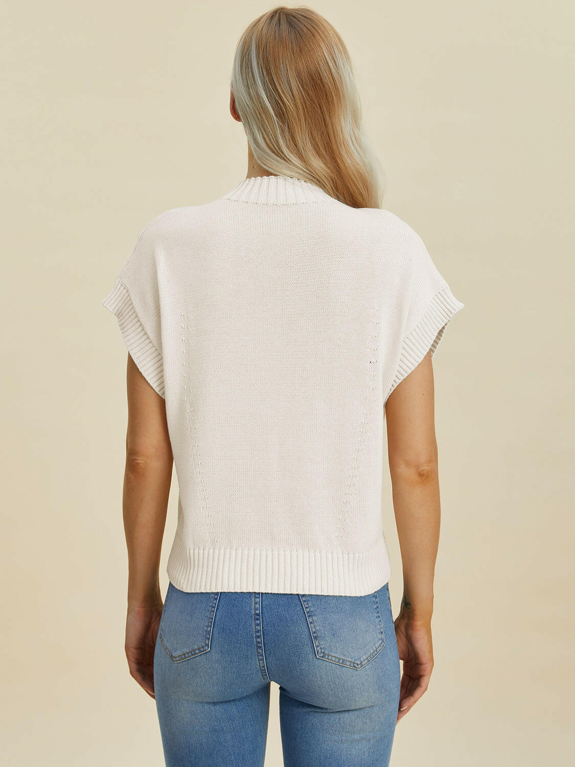 Double Take Mock Neck Short Sleeve Sweater