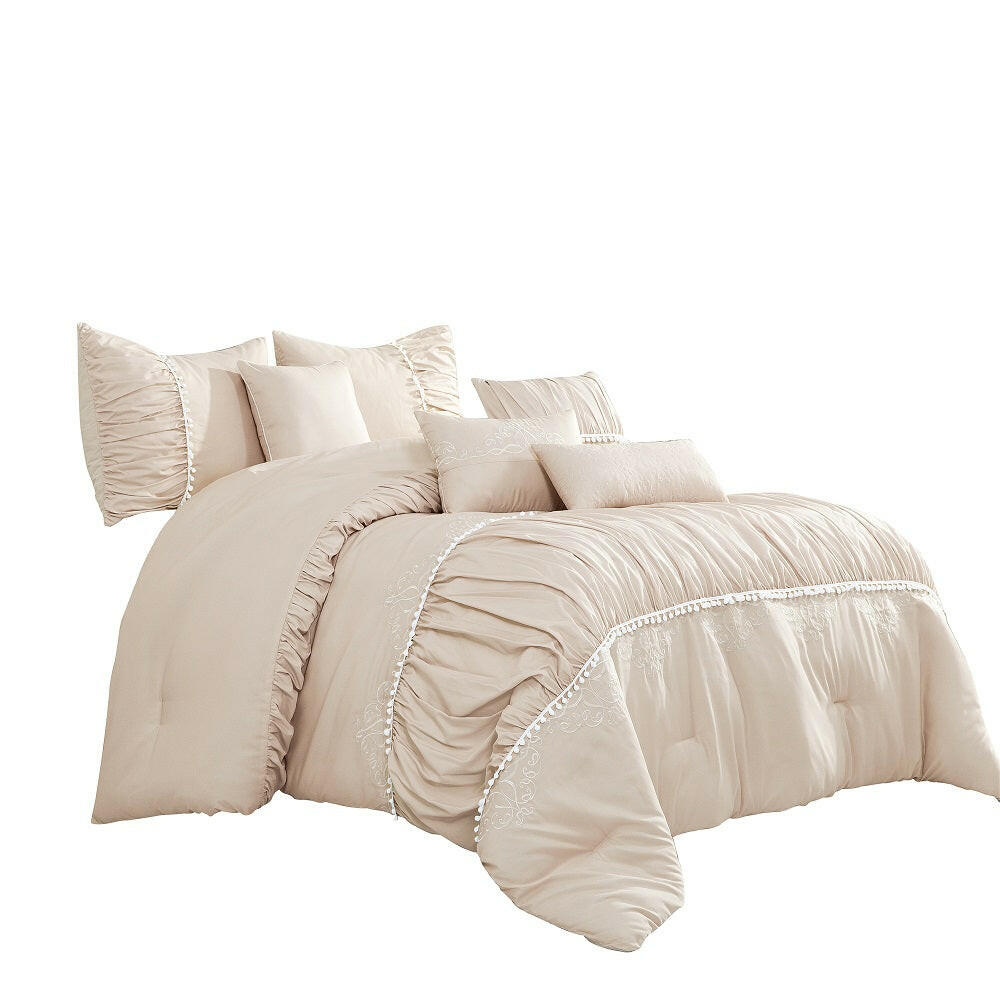 Blush Harmony Boho 7-Piece Bedding Ensemble.