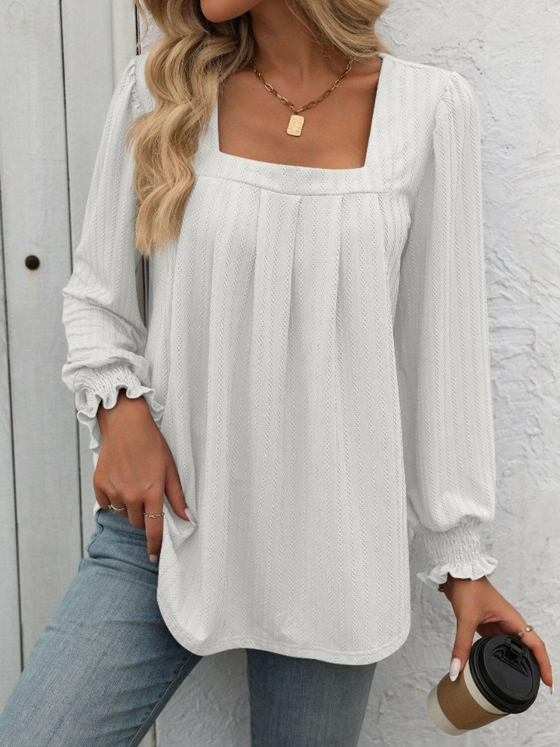 Mandy Square Neck Long Sleeve Top.