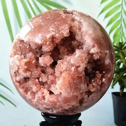 Brazil Natural Pink Amethyst Geode Crystal Sphere.