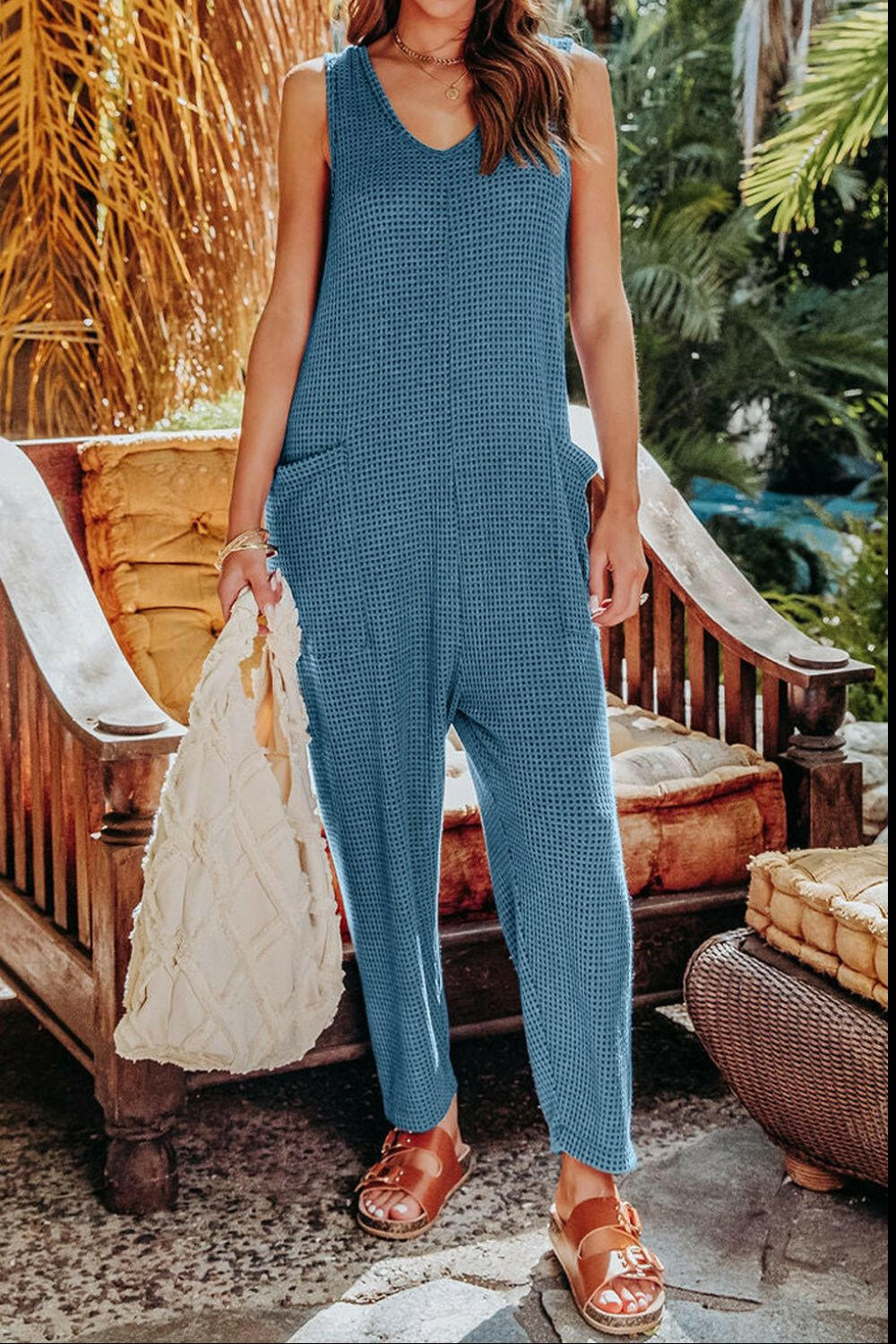 Double Take Sleeveless Straight Jumpsuit.